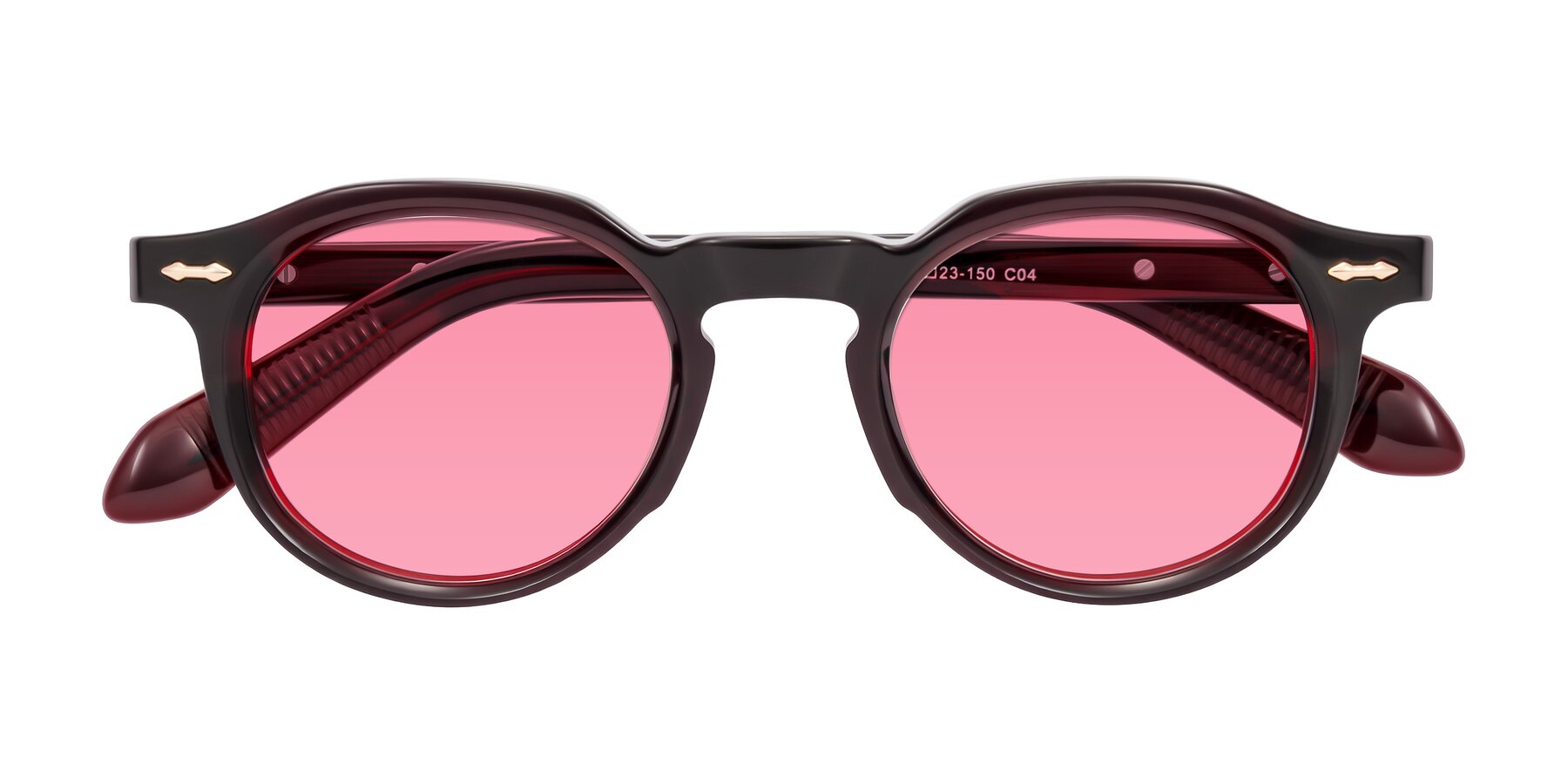 Folded Front of Lachard in Dark Cherry with Pink Tinted Lenses