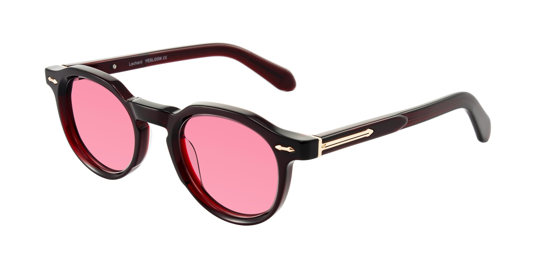 Angle of Lachard in Dark Cherry with Pink Tinted Lenses