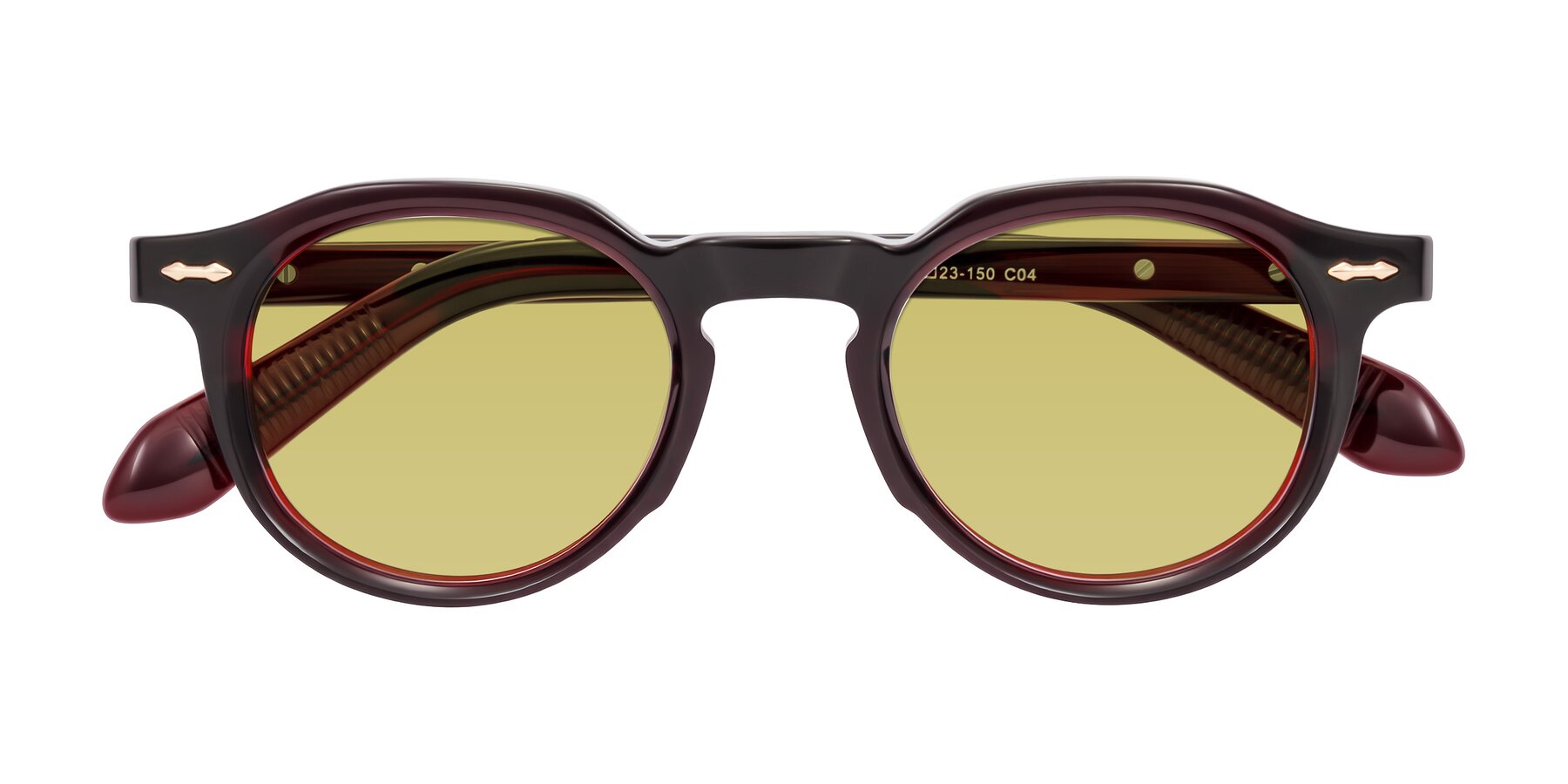 Folded Front of Lachard in Dark Cherry with Medium Champagne Tinted Lenses