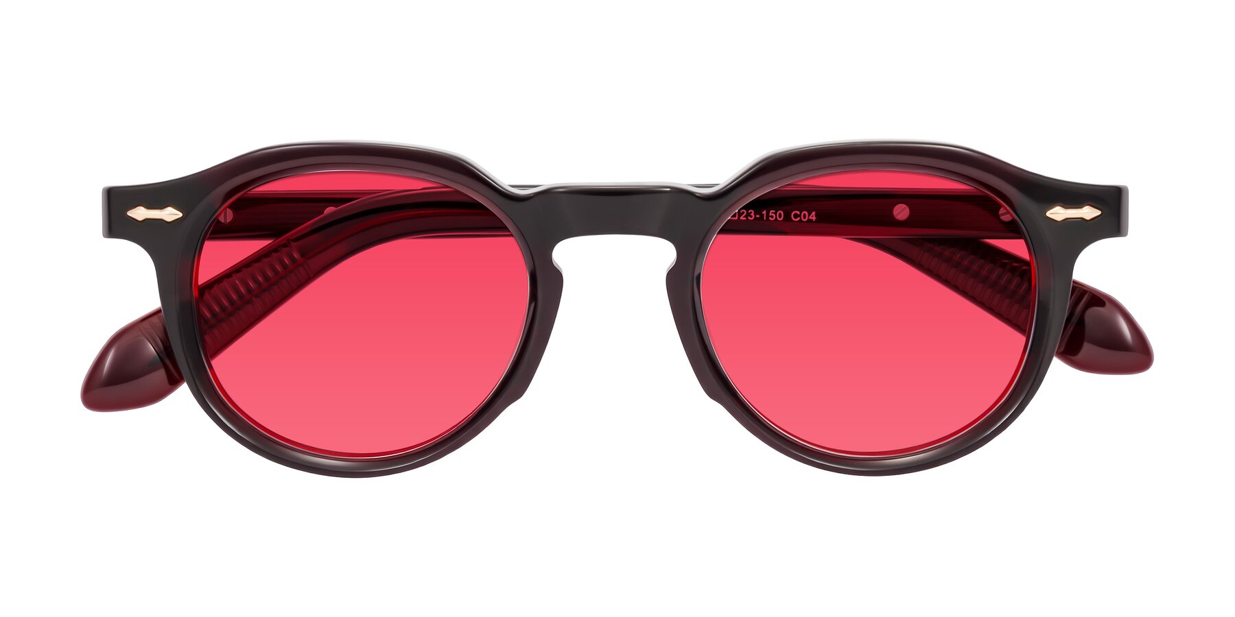 Folded Front of Lachard in Dark Cherry with Red Tinted Lenses
