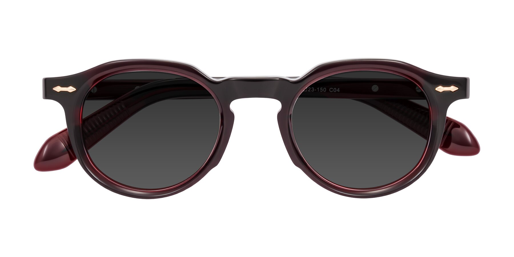 Folded Front of Lachard in Dark Cherry with Gray Tinted Lenses