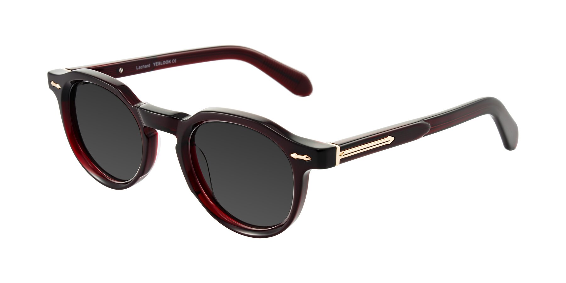 Angle of Lachard in Dark Cherry with Gray Tinted Lenses