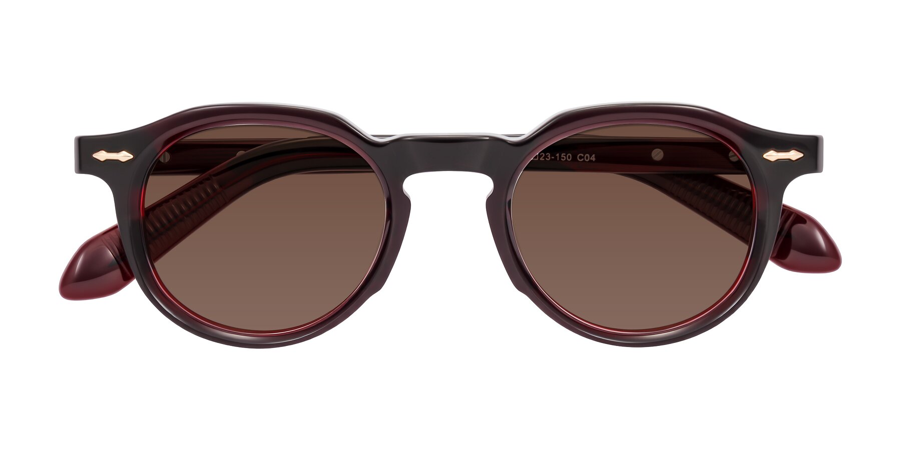 Folded Front of Lachard in Dark Cherry with Brown Tinted Lenses