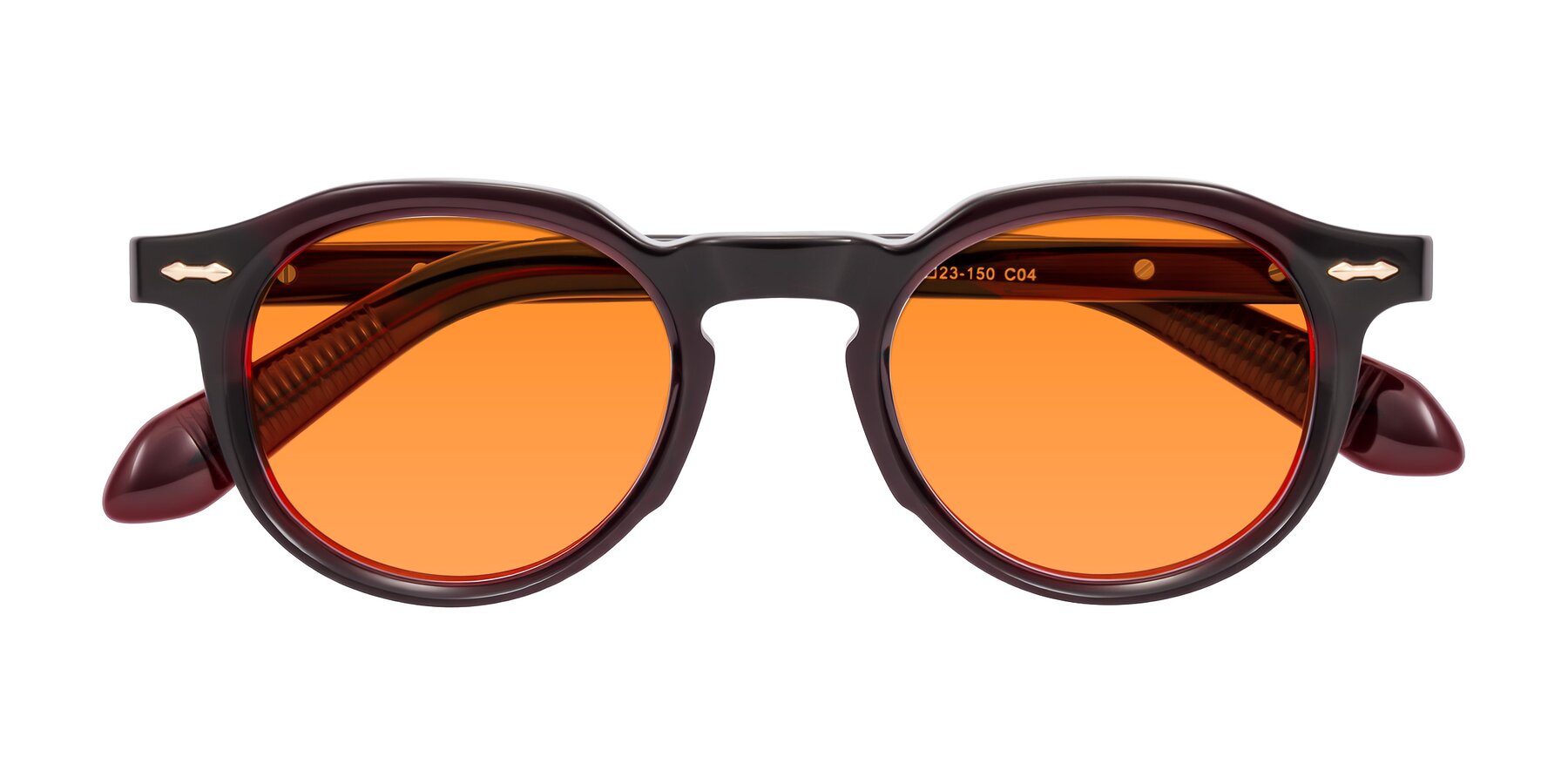 Folded Front of Lachard in Dark Cherry with Orange Tinted Lenses