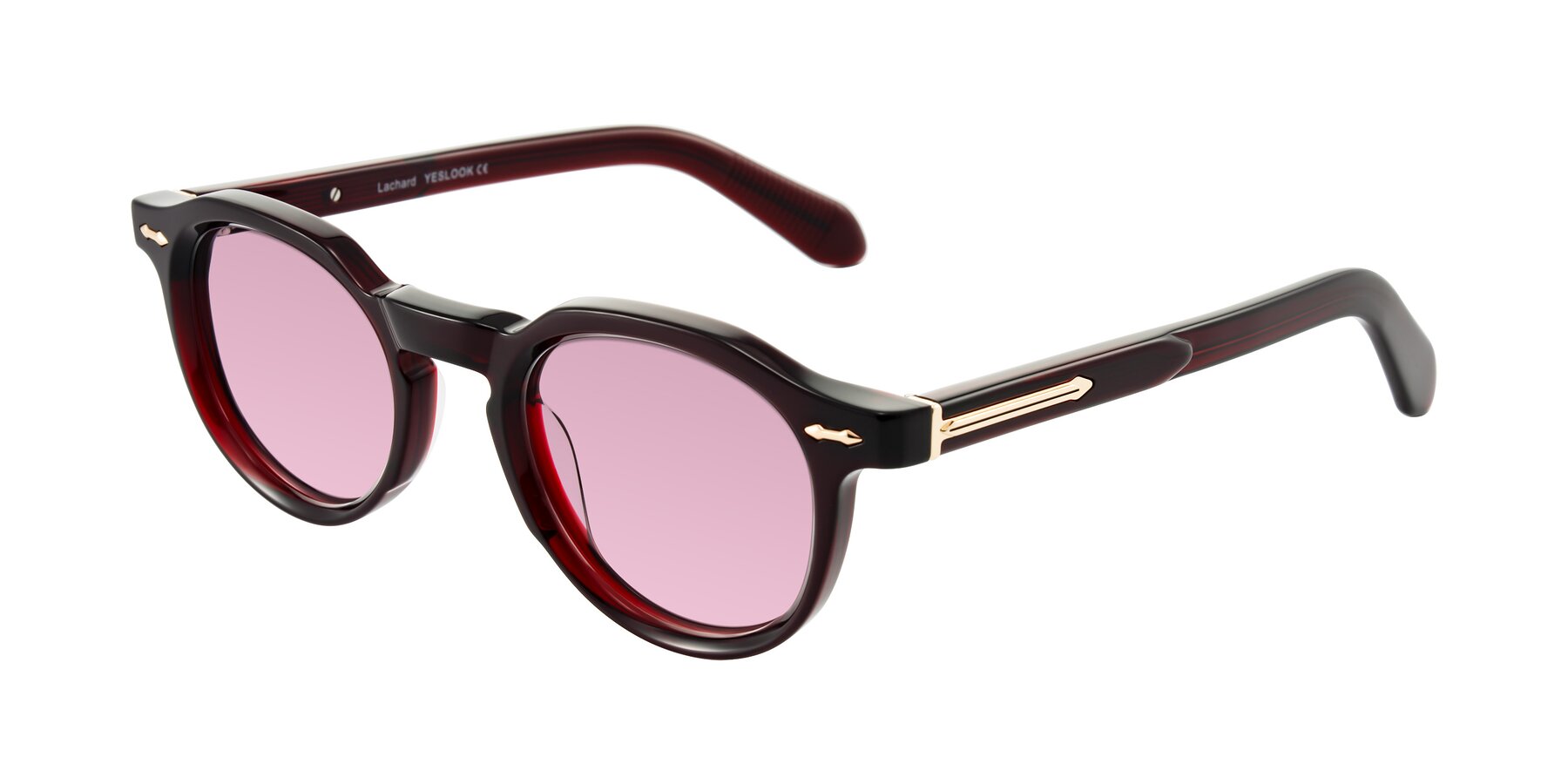 Angle of Lachard in Dark Cherry with Light Wine Tinted Lenses