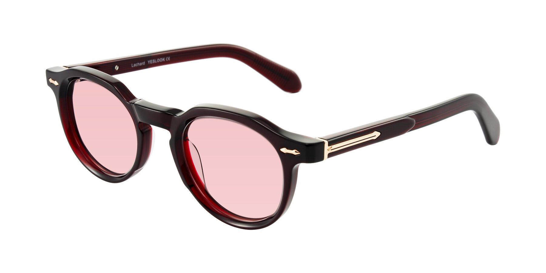 Angle of Lachard in Dark Cherry with Light Garnet Tinted Lenses