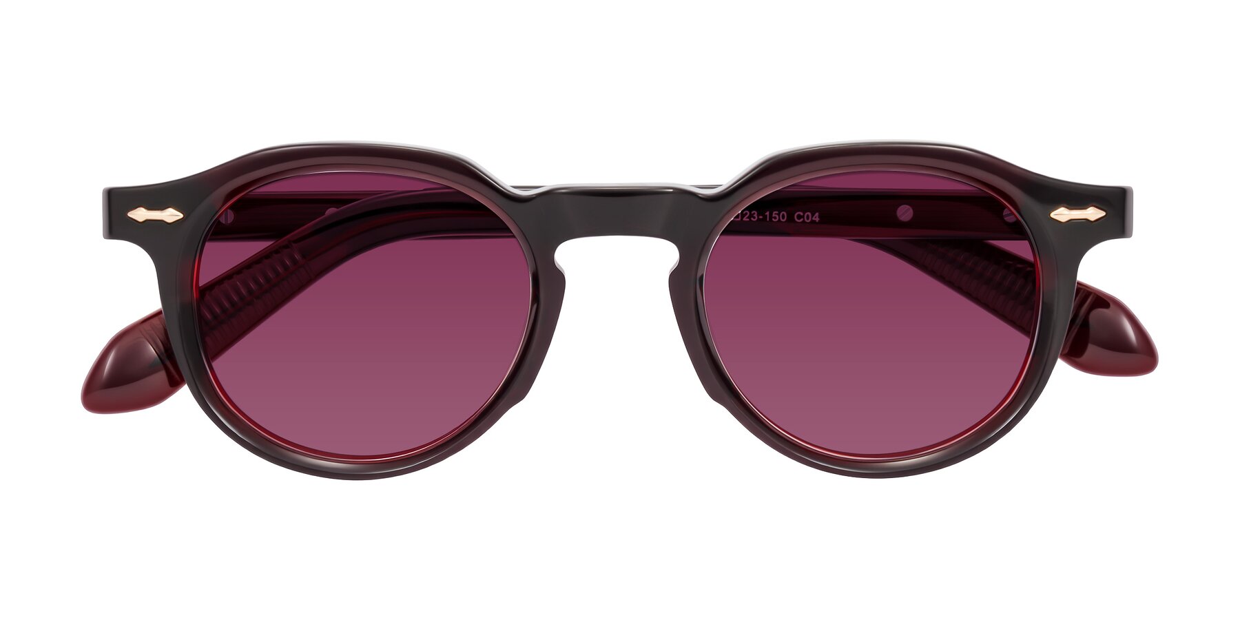 Folded Front of Lachard in Dark Cherry with Wine Tinted Lenses