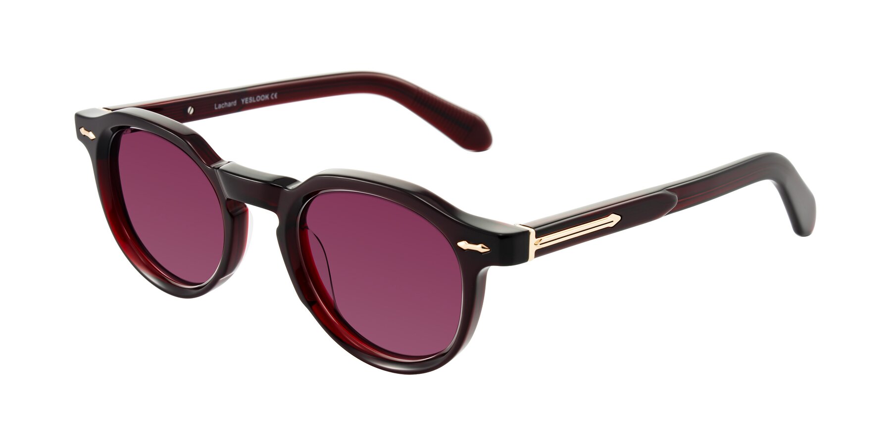 Angle of Lachard in Dark Cherry with Wine Tinted Lenses