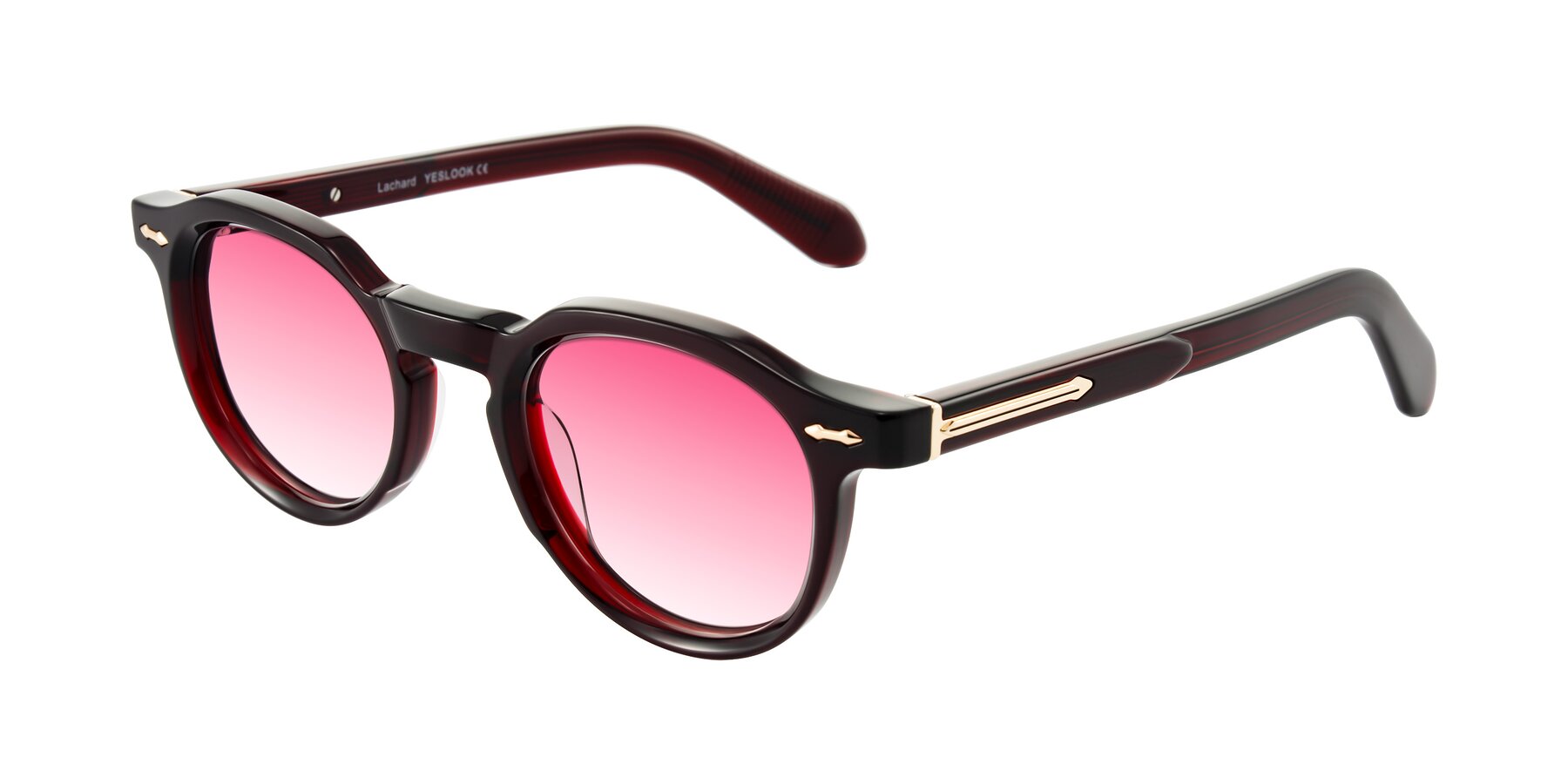 Angle of Lachard in Dark Cherry with Pink Gradient Lenses