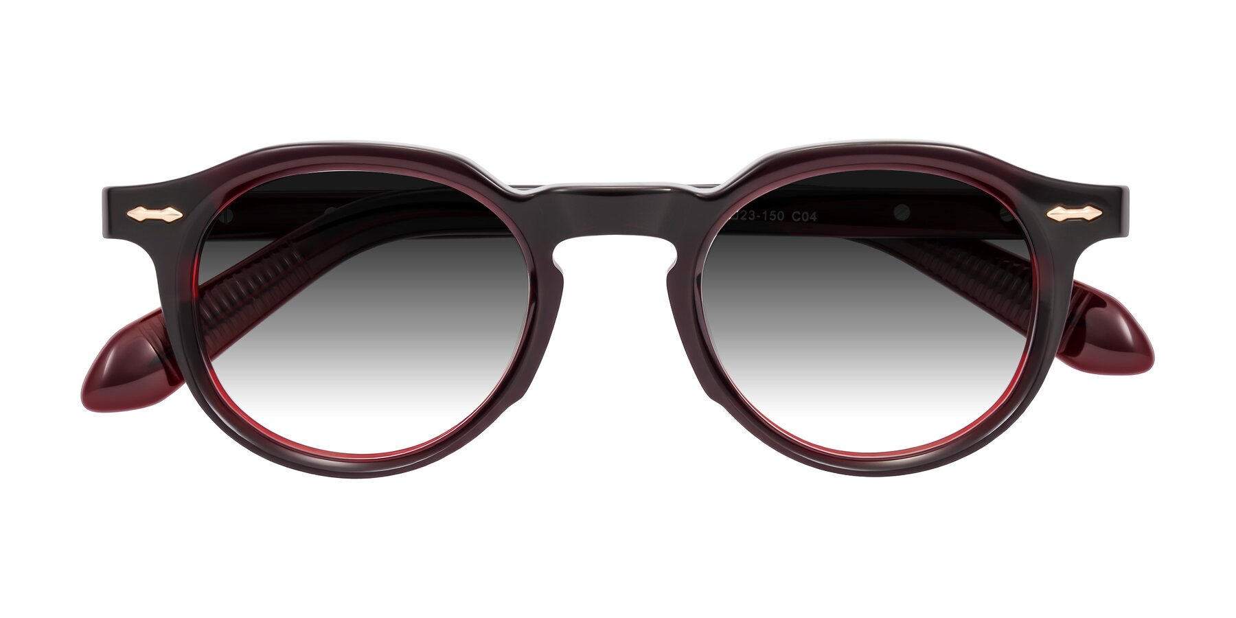 Folded Front of Lachard in Dark Cherry with Gray Gradient Lenses