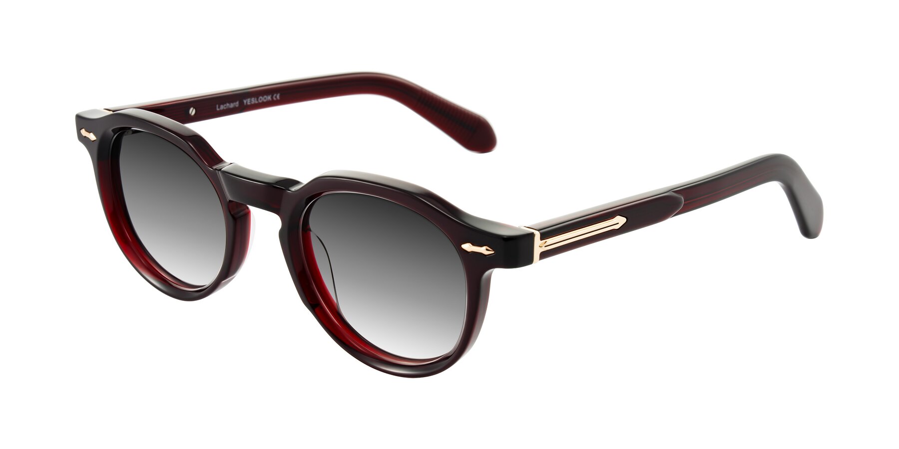 Angle of Lachard in Dark Cherry with Gray Gradient Lenses