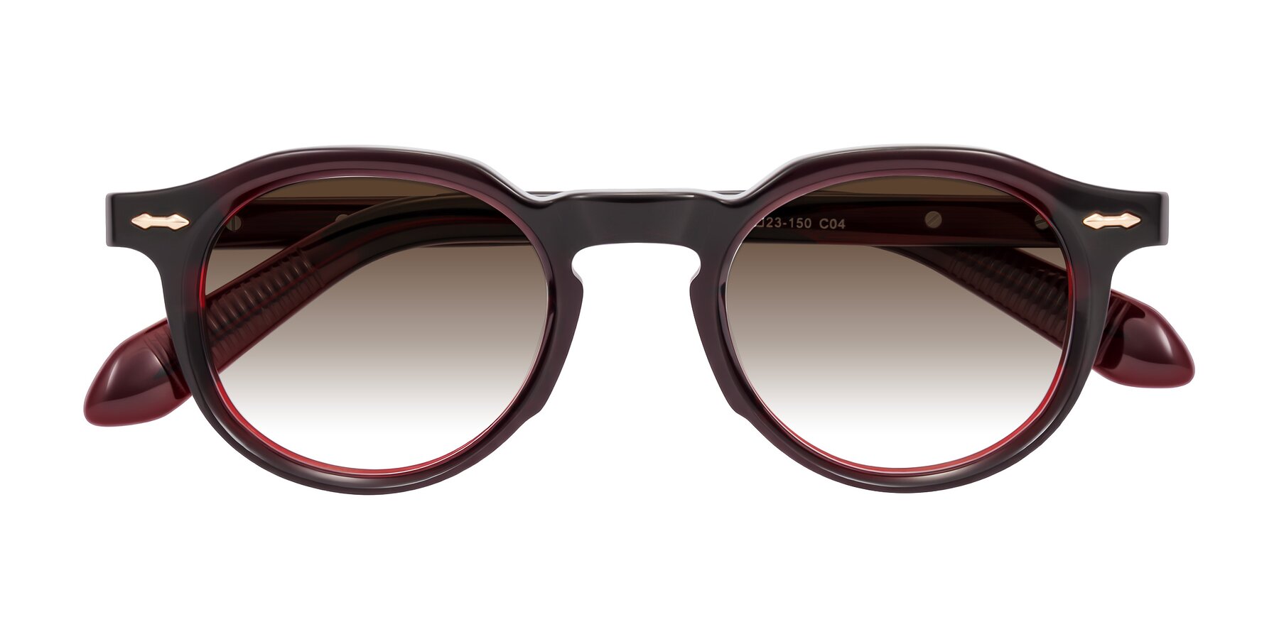Folded Front of Lachard in Dark Cherry with Brown Gradient Lenses