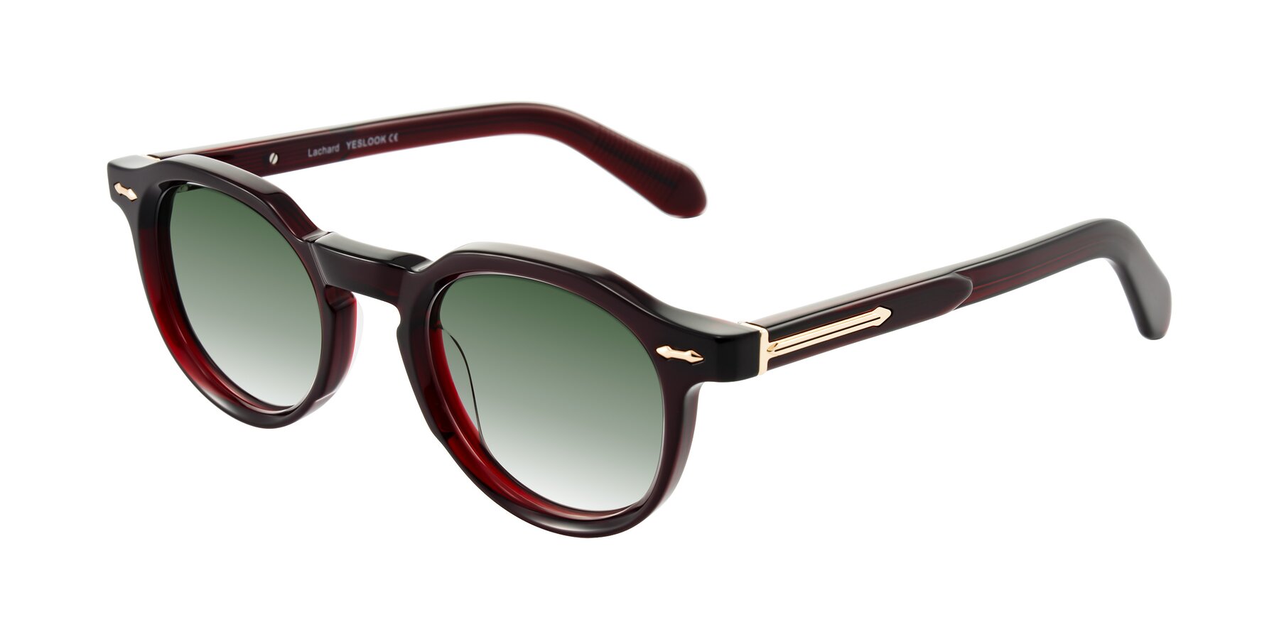 Angle of Lachard in Dark Cherry with Green Gradient Lenses