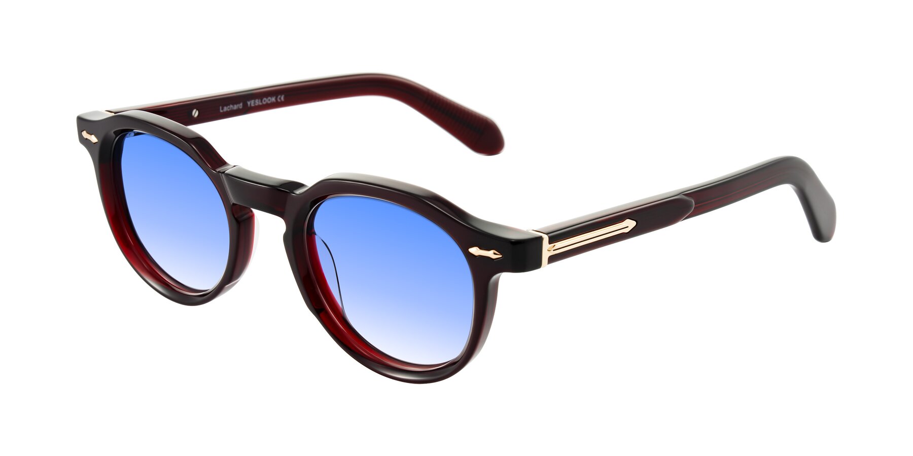 Angle of Lachard in Dark Cherry with Blue Gradient Lenses