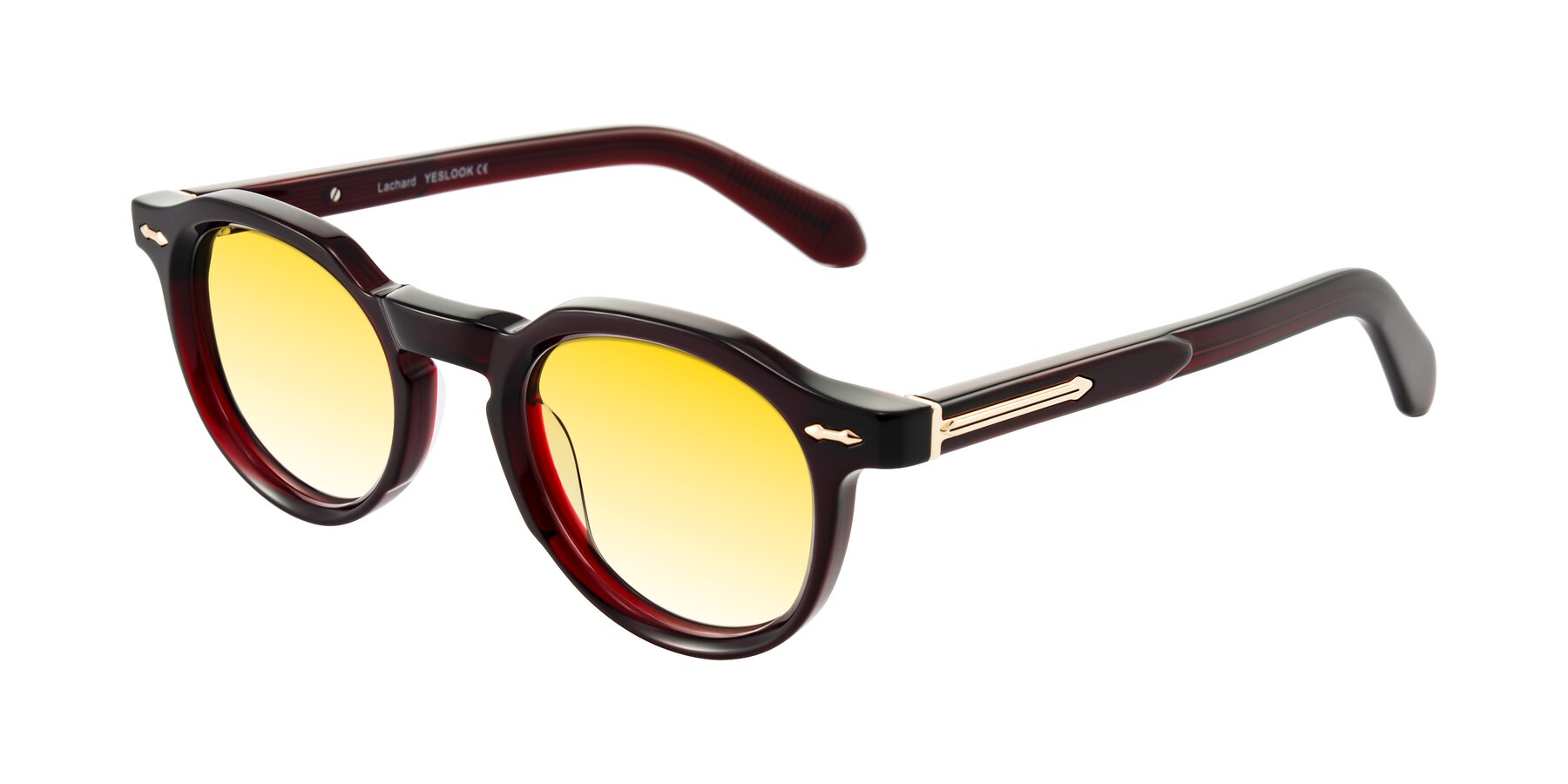 Angle of Lachard in Dark Cherry with Yellow Gradient Lenses