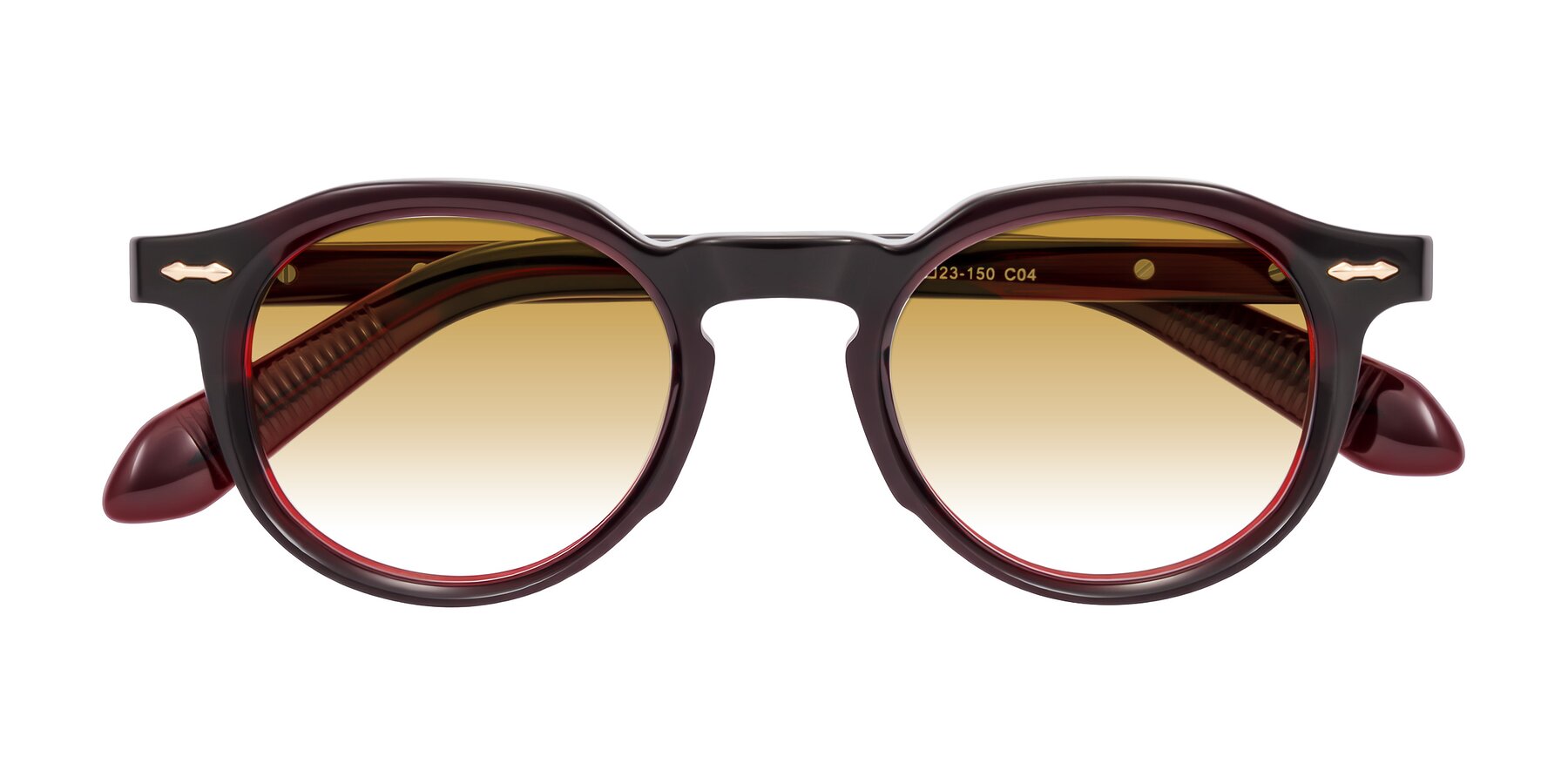 Folded Front of Lachard in Dark Cherry with Champagne Gradient Lenses