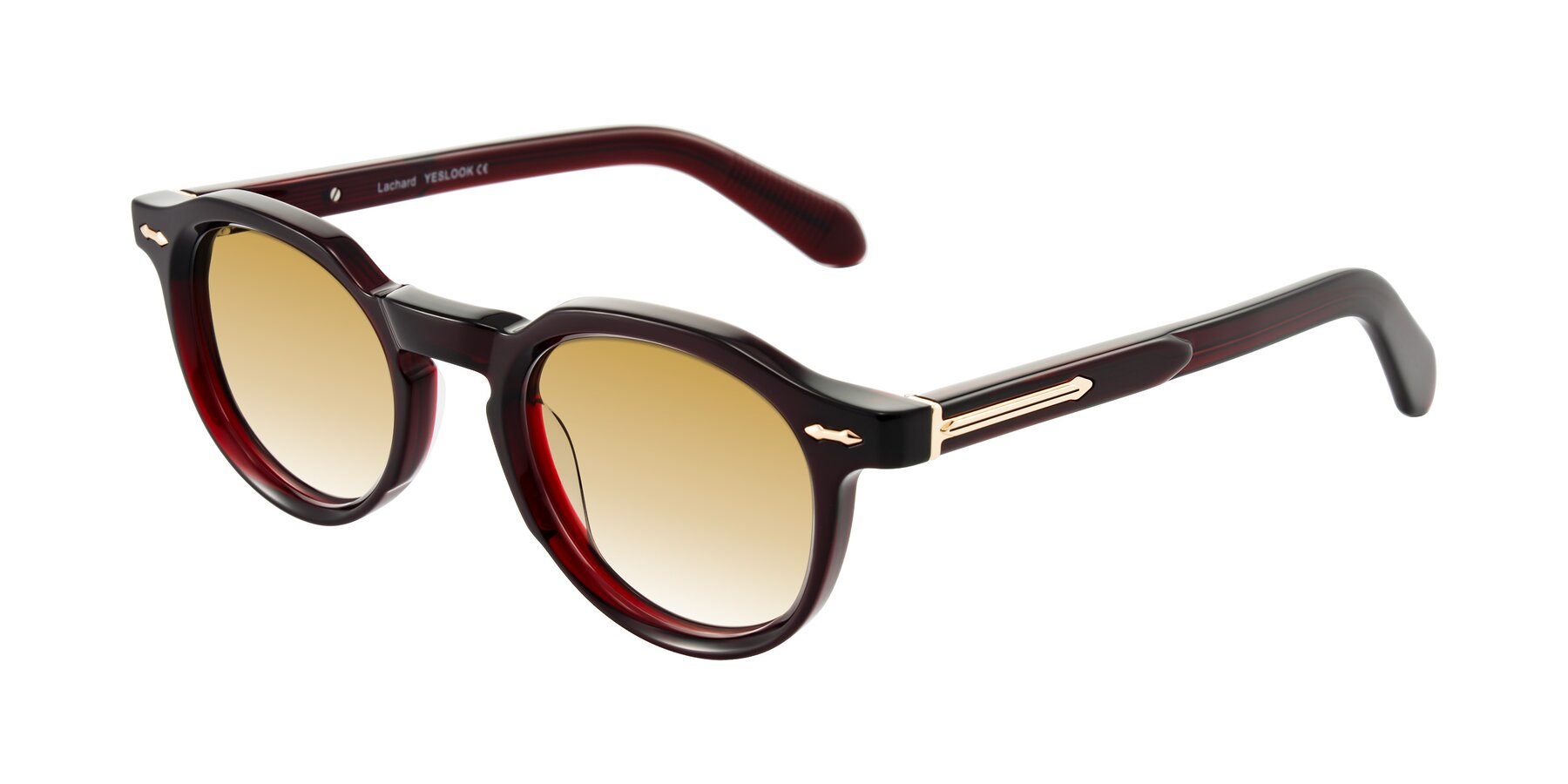 Angle of Lachard in Dark Cherry with Champagne Gradient Lenses
