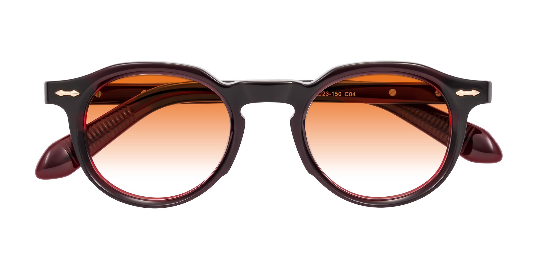Folded Front of Lachard in Dark Cherry with Orange Gradient Lenses