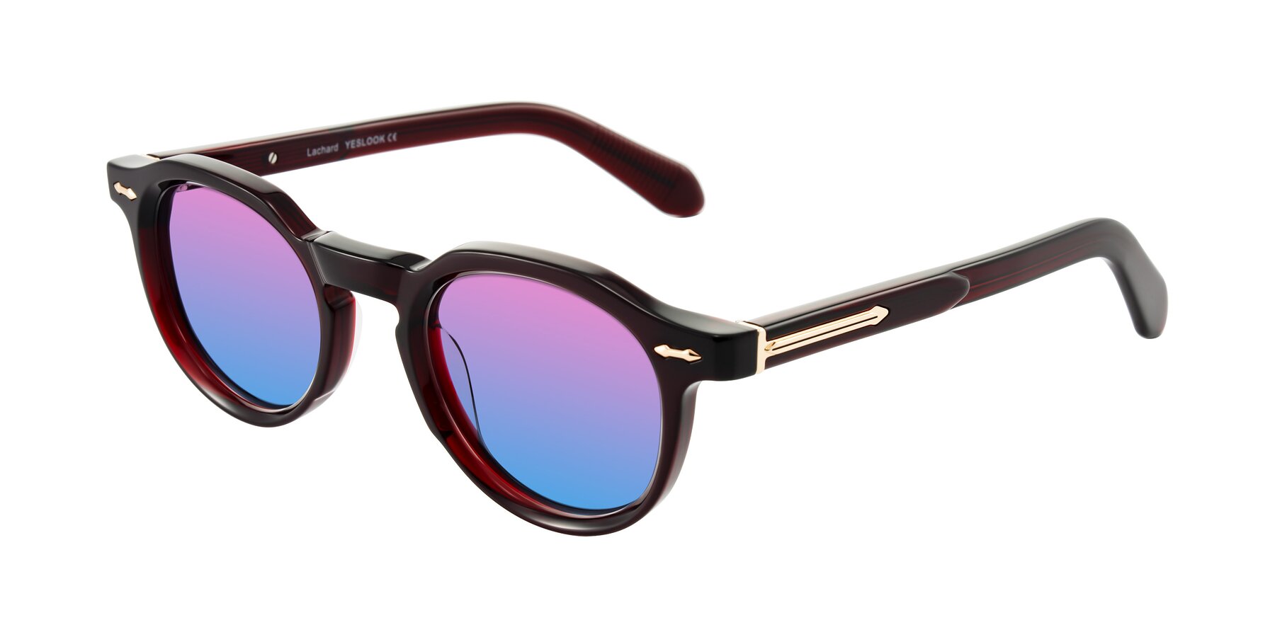 Angle of Lachard in Dark Cherry with Pink / Blue Gradient Lenses
