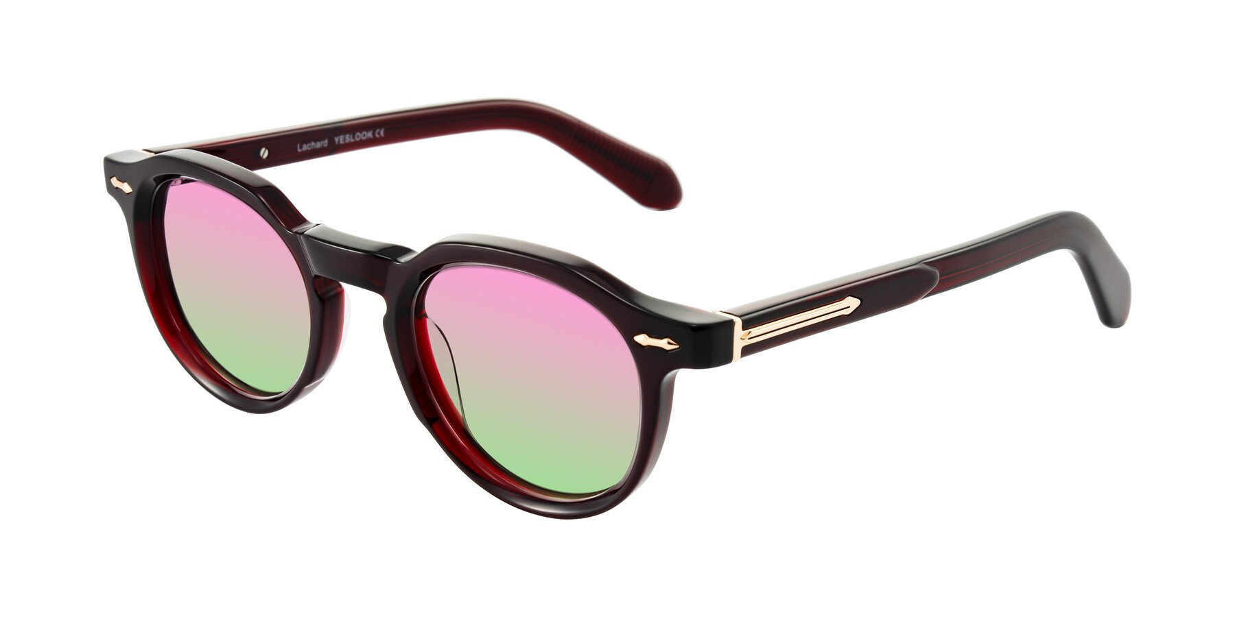 Angle of Lachard in Dark Cherry with Pink / Green Gradient Lenses