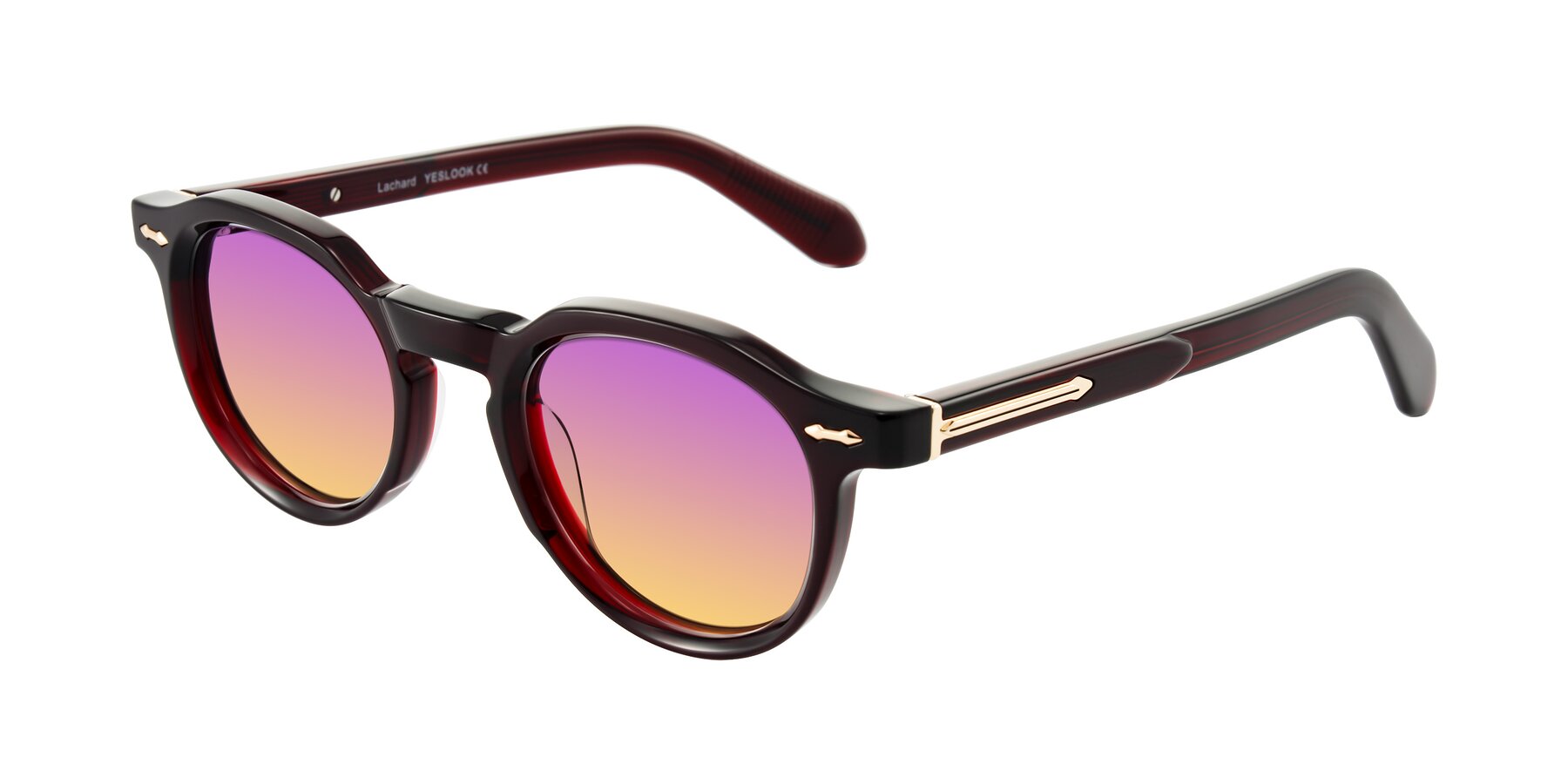 Angle of Lachard in Dark Cherry with Purple / Yellow Gradient Lenses
