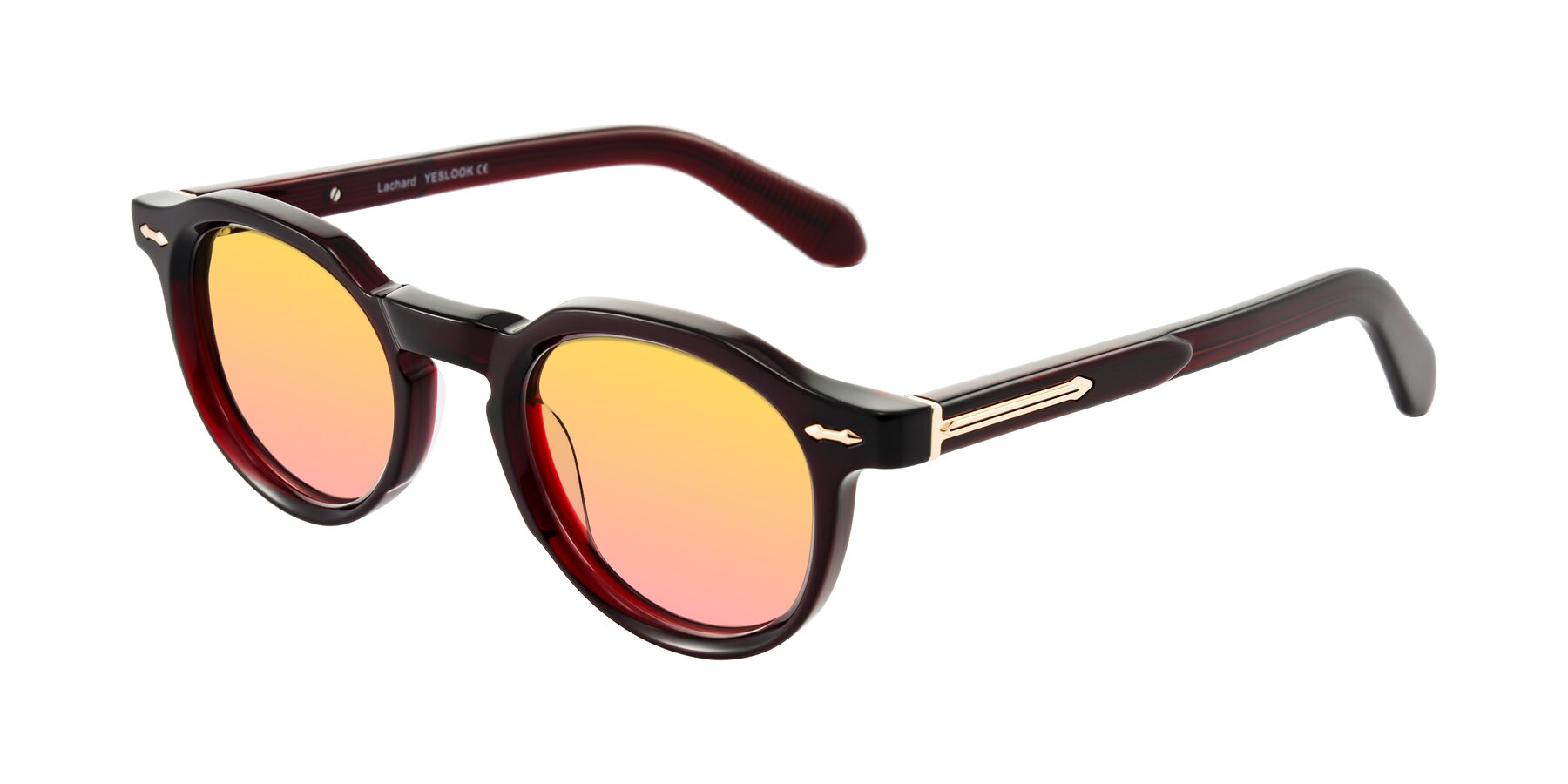 Angle of Lachard in Dark Cherry with Yellow / Pink Gradient Lenses
