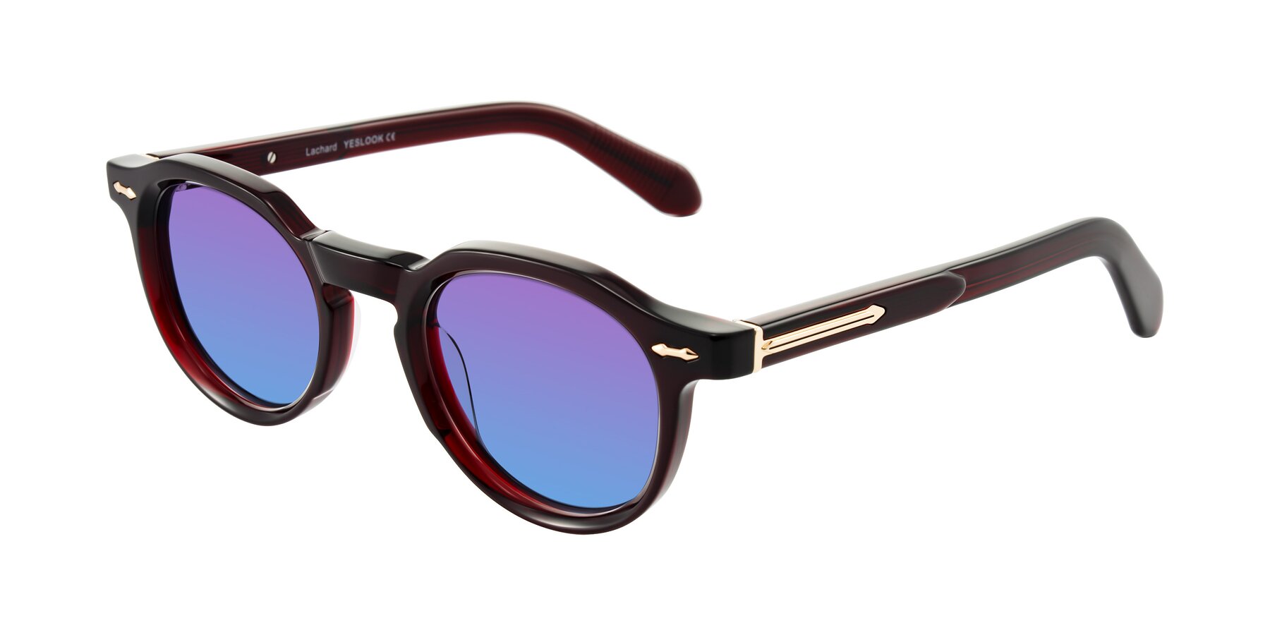 Angle of Lachard in Dark Cherry with Purple / Blue Gradient Lenses