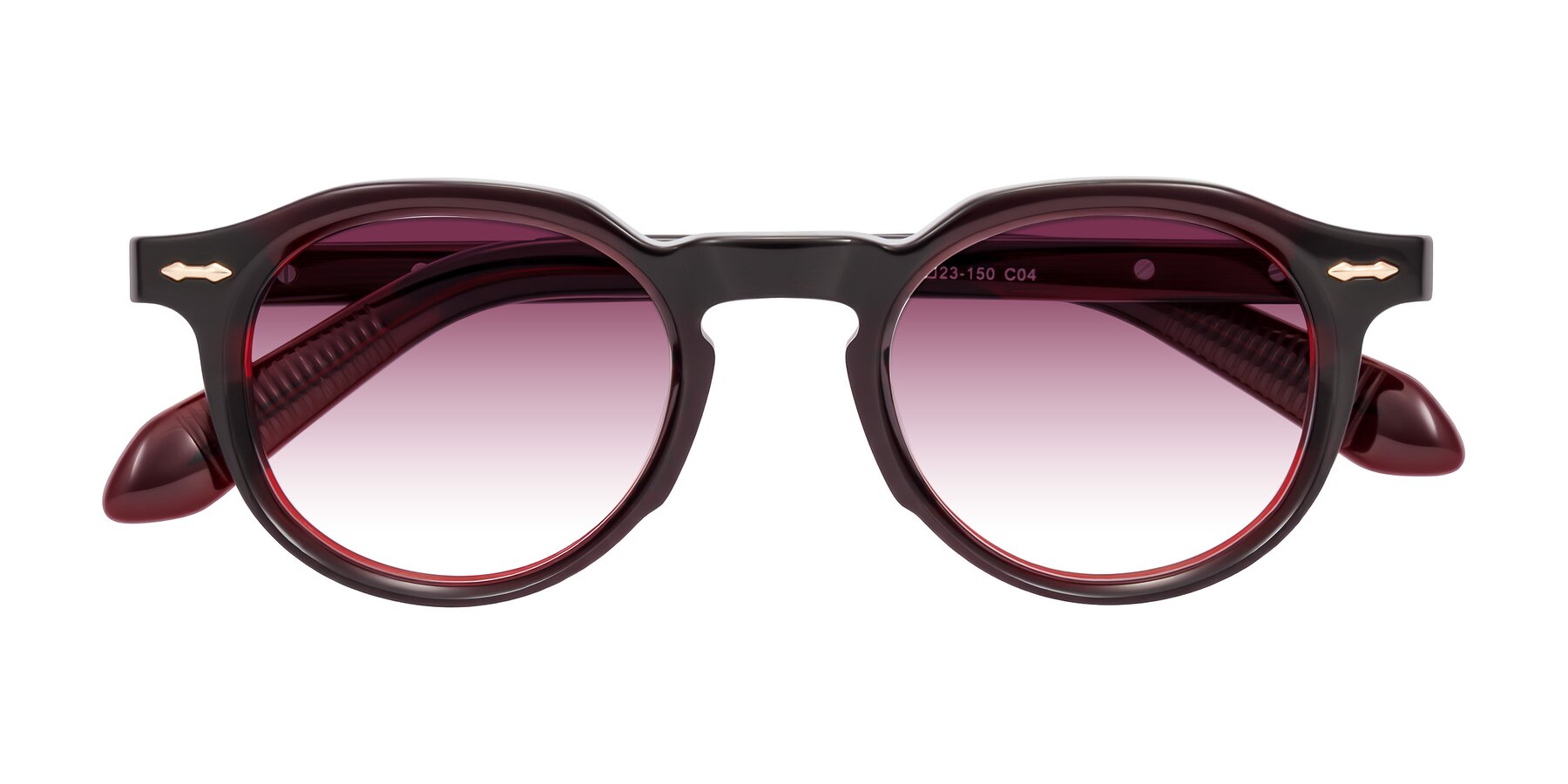 Folded Front of Lachard in Dark Cherry with Wine Gradient Lenses