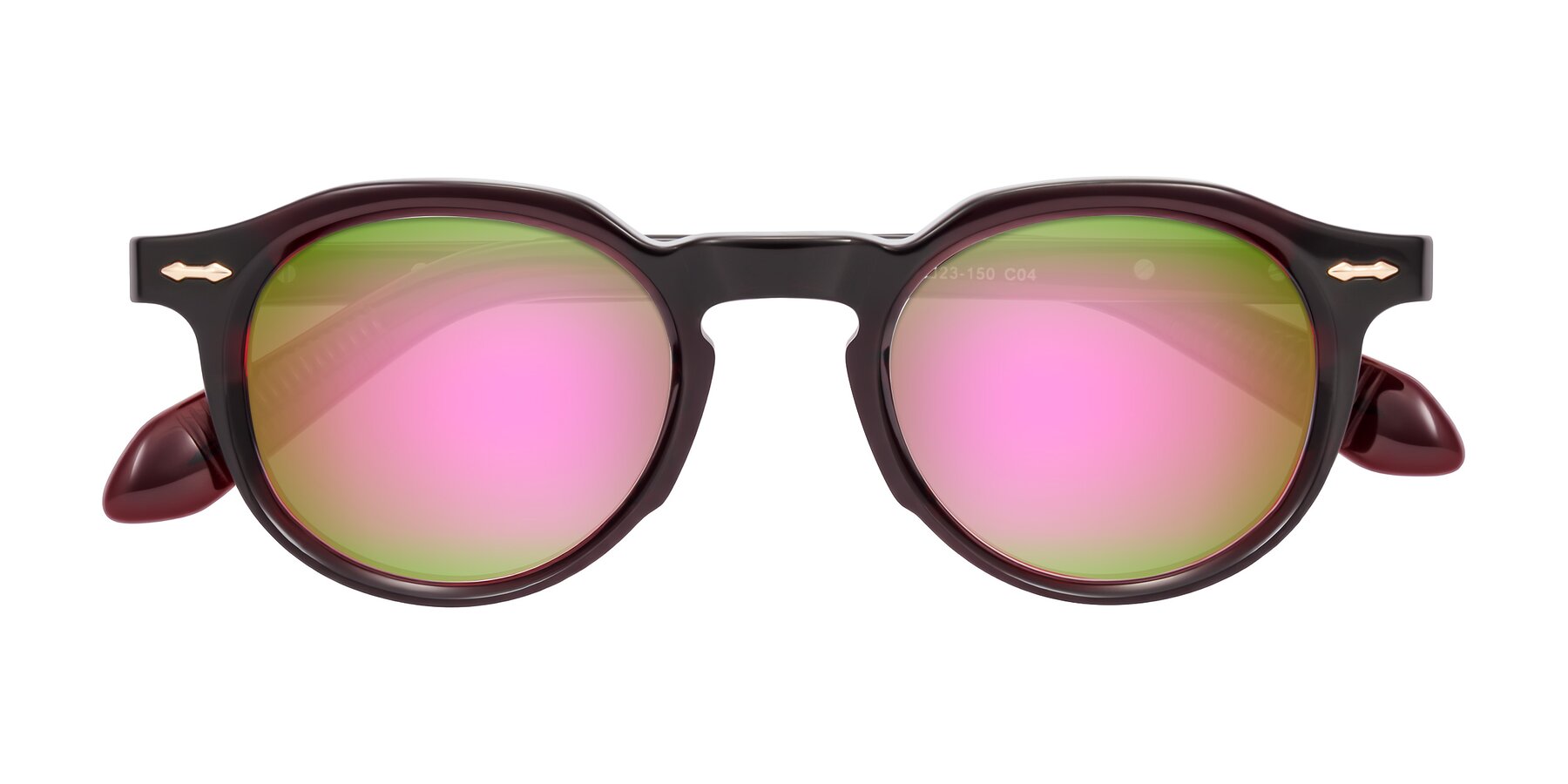 Folded Front of Lachard in Dark Cherry with Pink Mirrored Lenses
