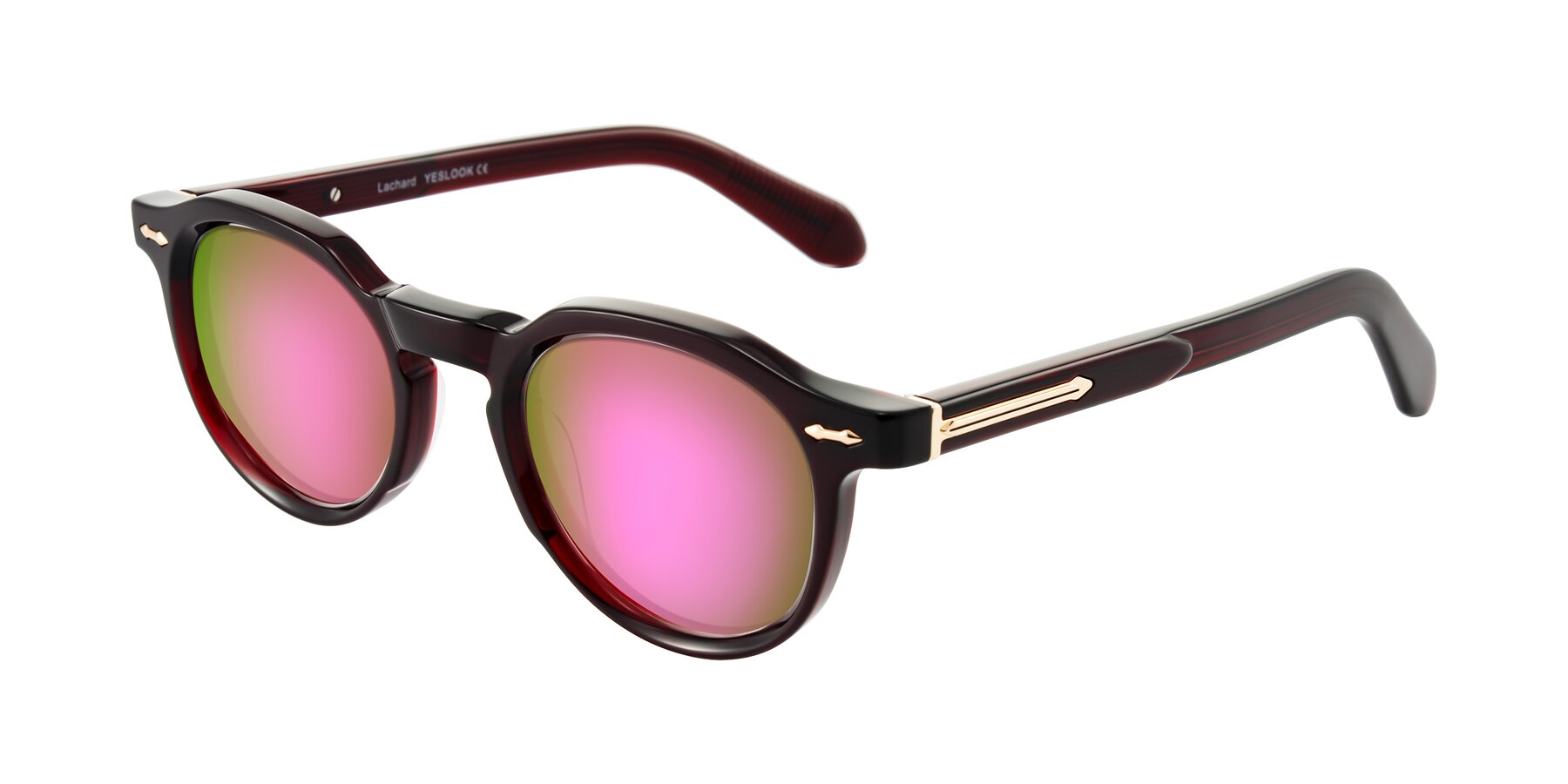 Angle of Lachard in Dark Cherry with Pink Mirrored Lenses