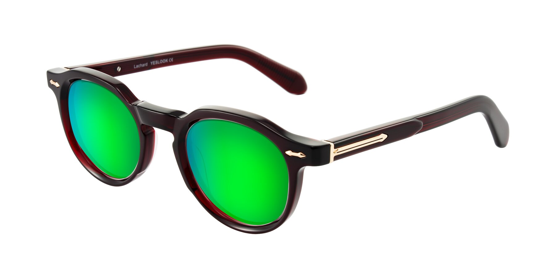 Angle of Lachard in Dark Cherry with Green Mirrored Lenses