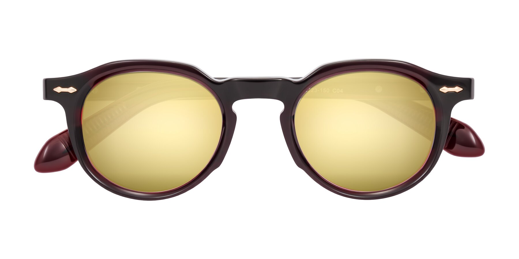 Folded Front of Lachard in Dark Cherry with Gold Mirrored Lenses