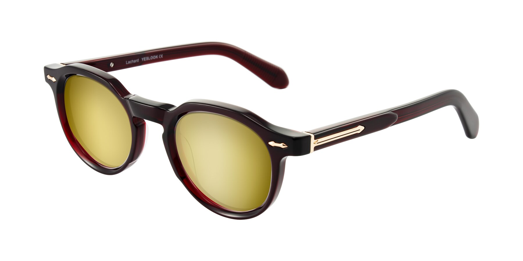 Angle of Lachard in Dark Cherry with Gold Mirrored Lenses