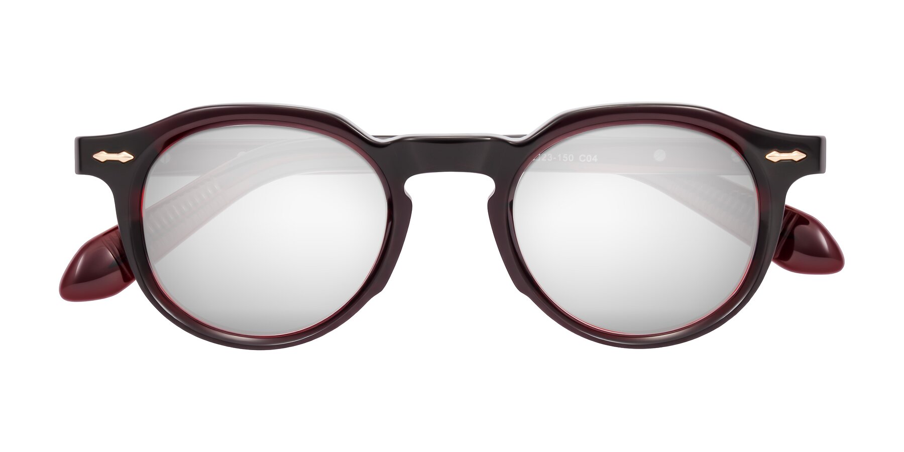 Folded Front of Lachard in Dark Cherry with Silver Mirrored Lenses