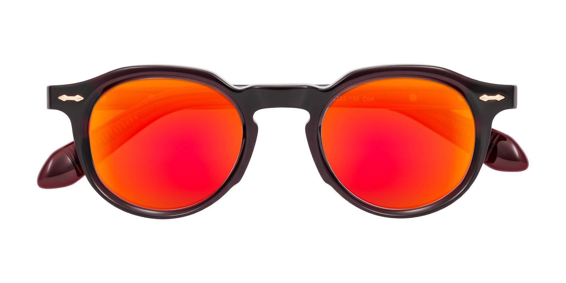 Folded Front of Lachard in Dark Cherry with Red Gold Mirrored Lenses