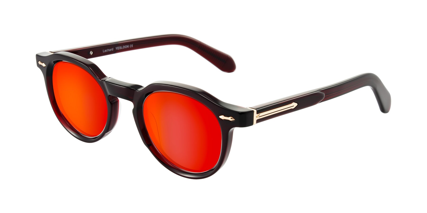 Angle of Lachard in Dark Cherry with Red Gold Mirrored Lenses