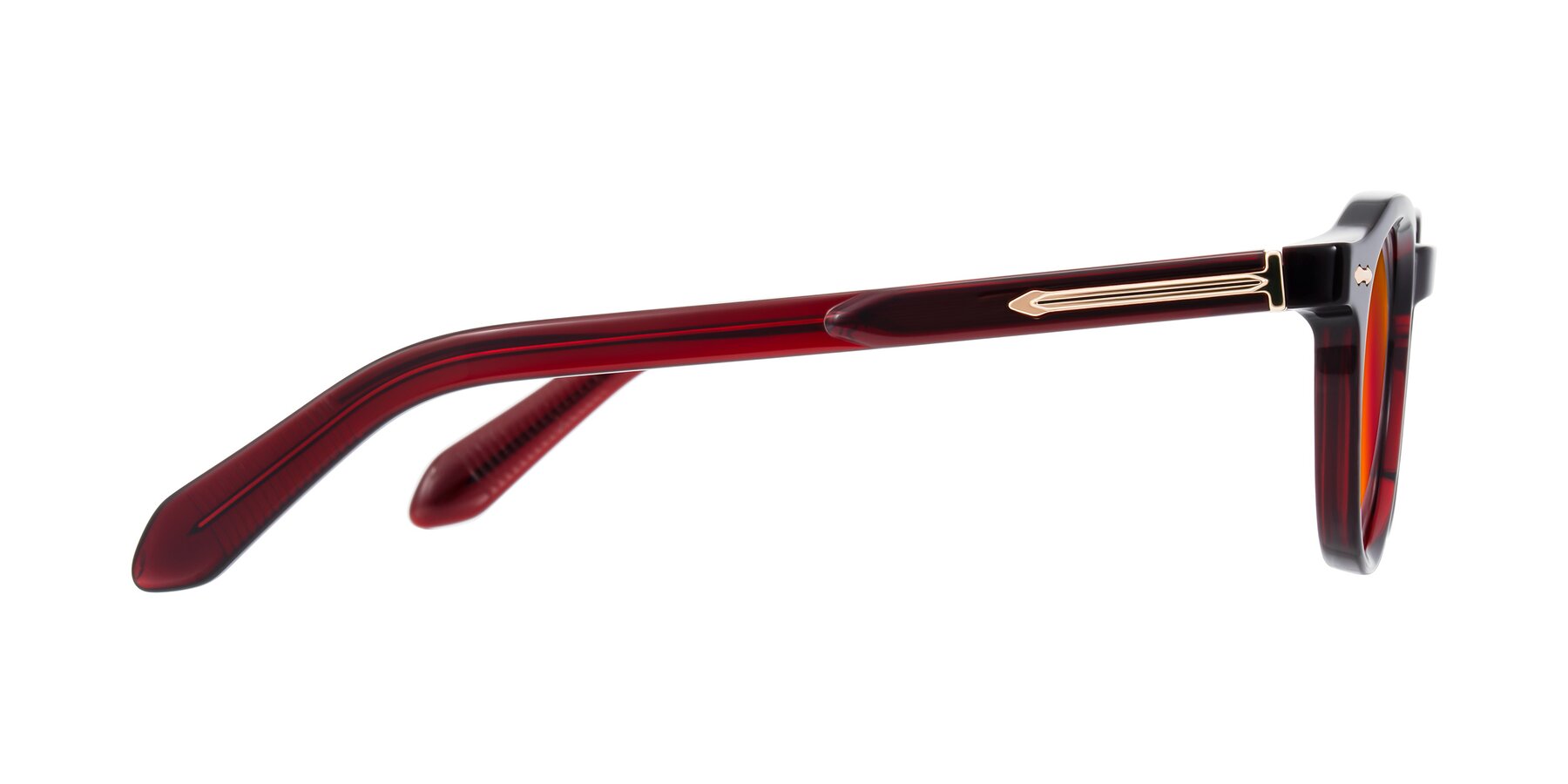 Side of Lachard in Dark Cherry with Red Gold Mirrored Lenses