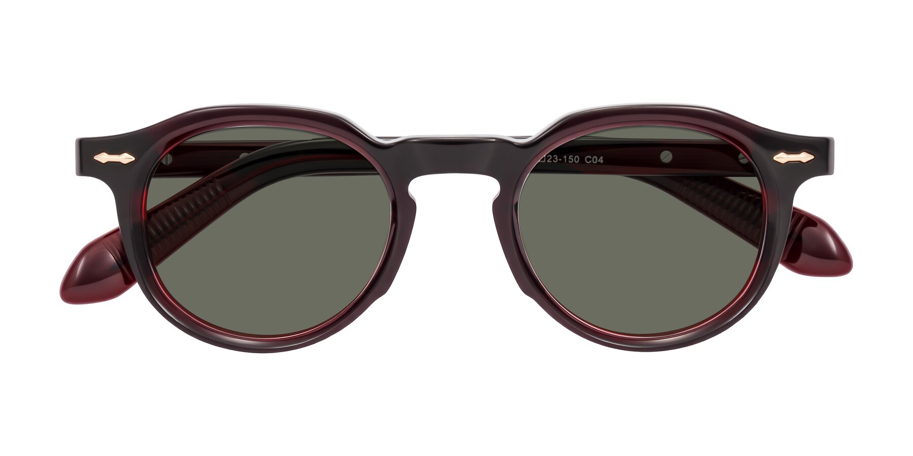 Folded Front of Lachard in Dark Cherry with Gray Polarized Lenses