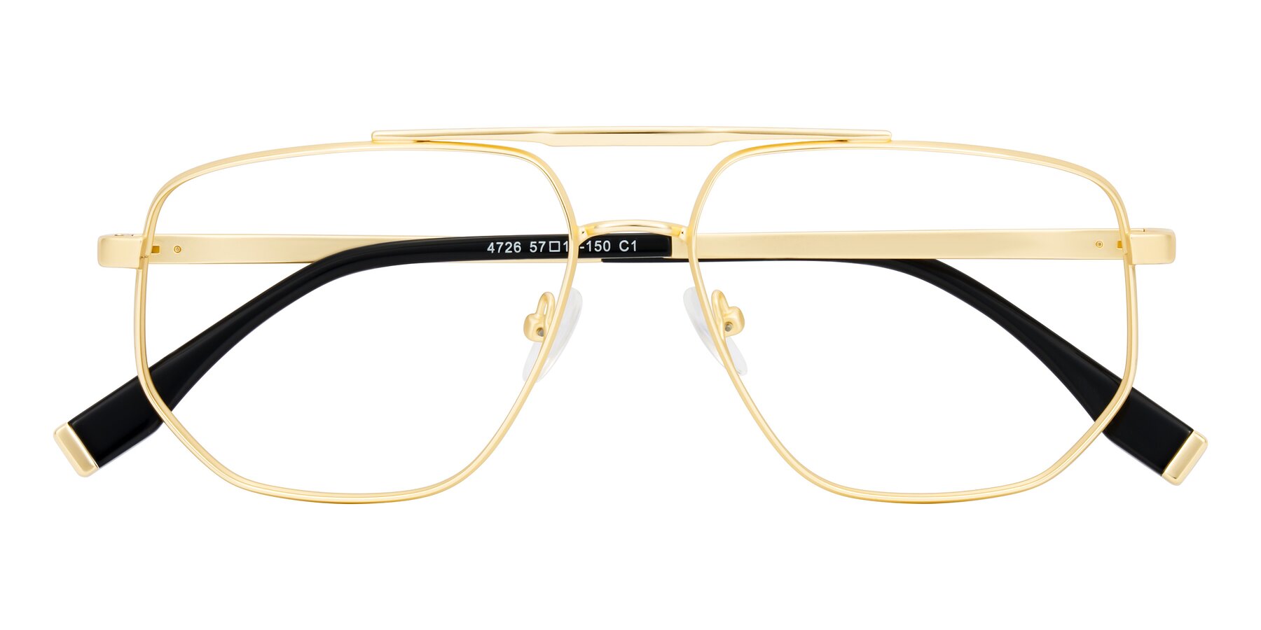 Folded Front of Kailani in Gold/Matte Gold with Clear Eyeglass Lenses
