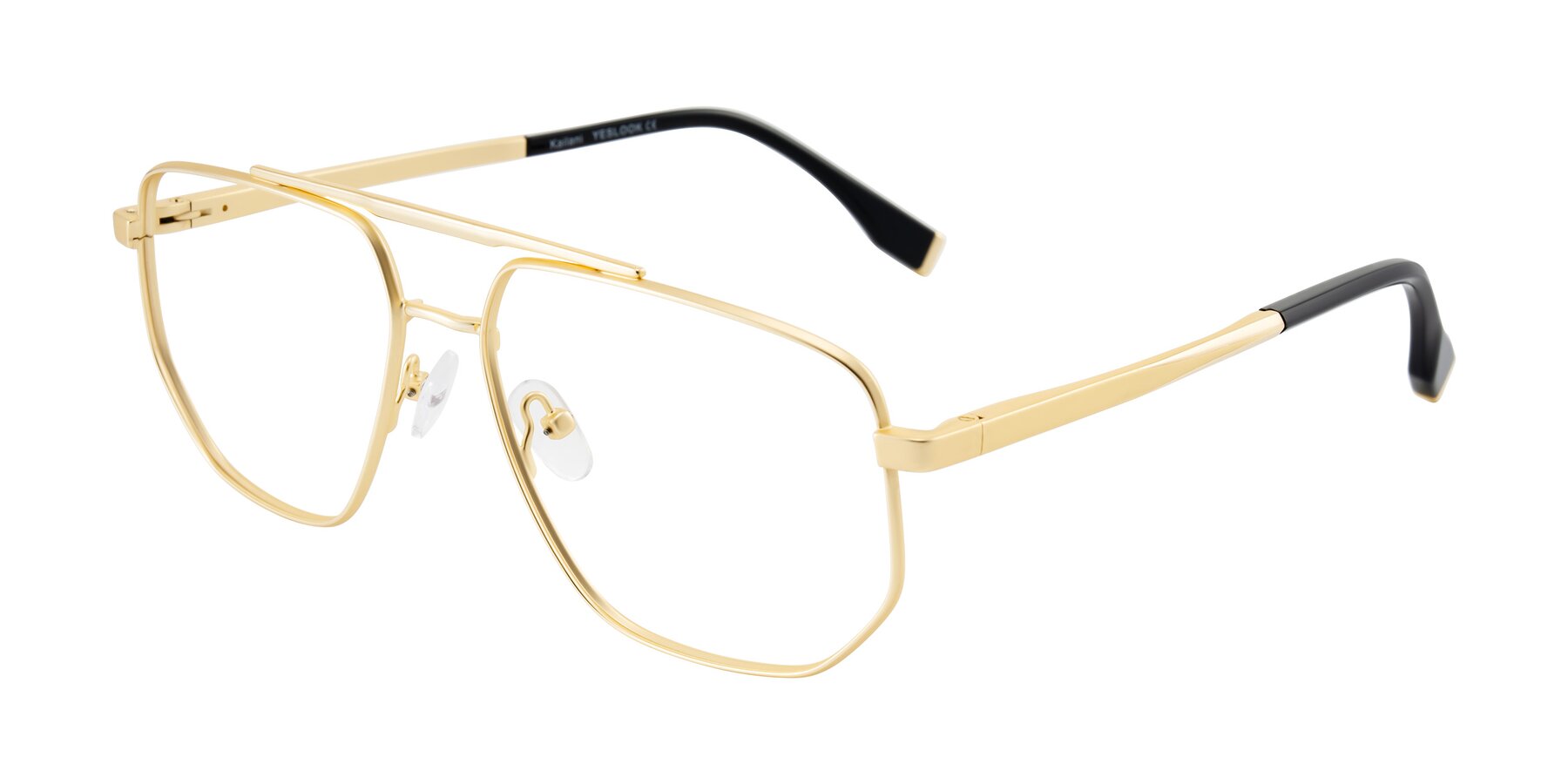 Angle of Kailani in Gold/Matte Gold with Clear Eyeglass Lenses