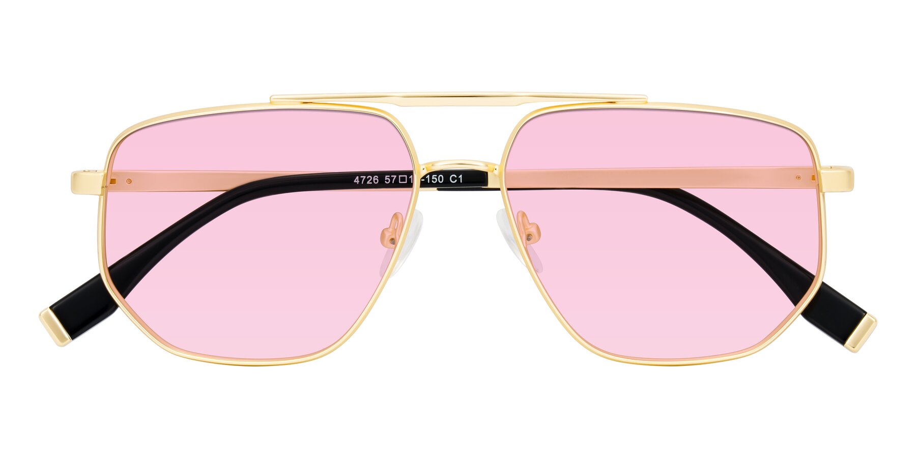 Folded Front of Kailani in Gold/Matte Gold with Light Pink Tinted Lenses