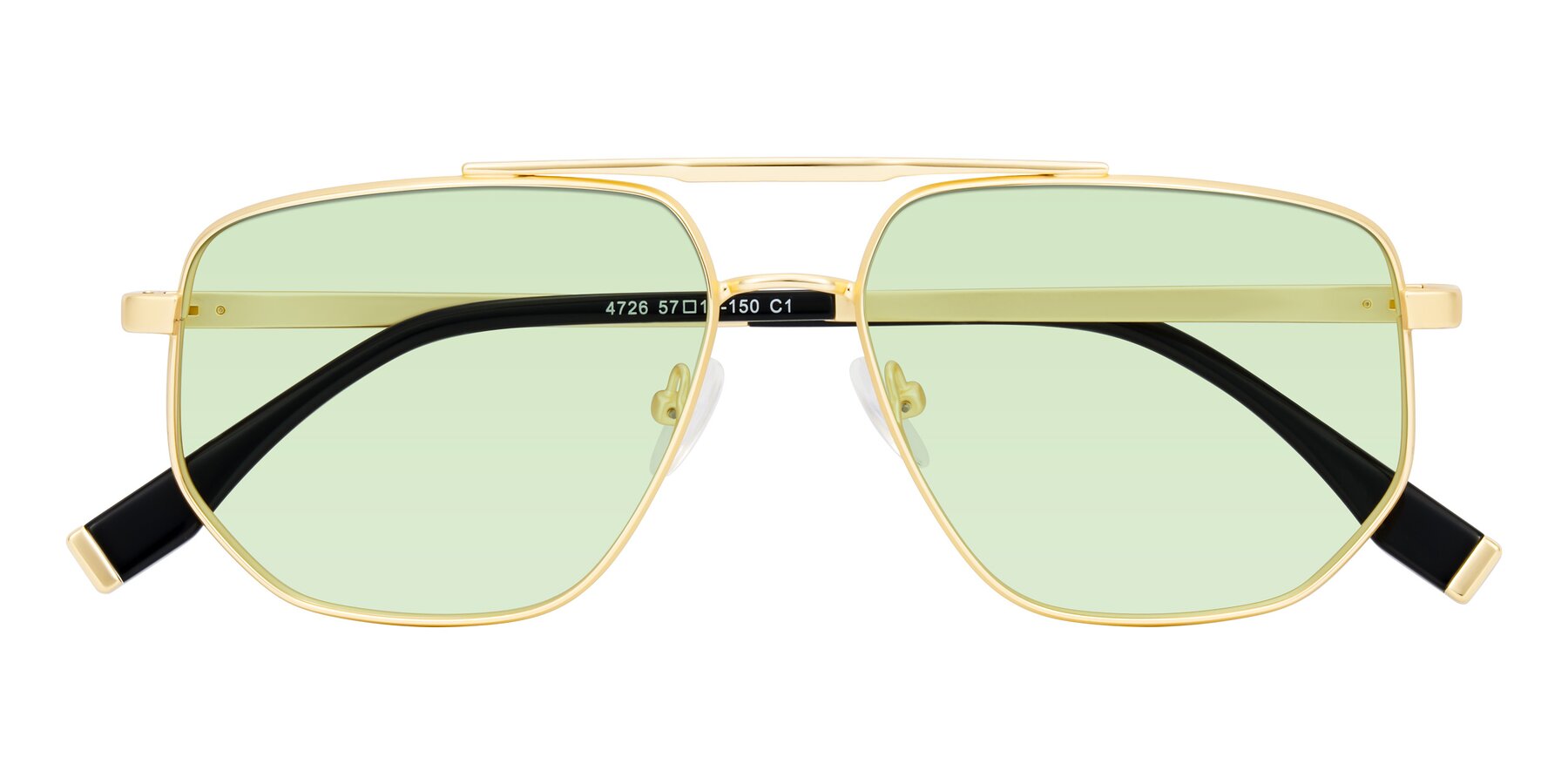Folded Front of Kailani in Gold/Matte Gold with Light Green Tinted Lenses