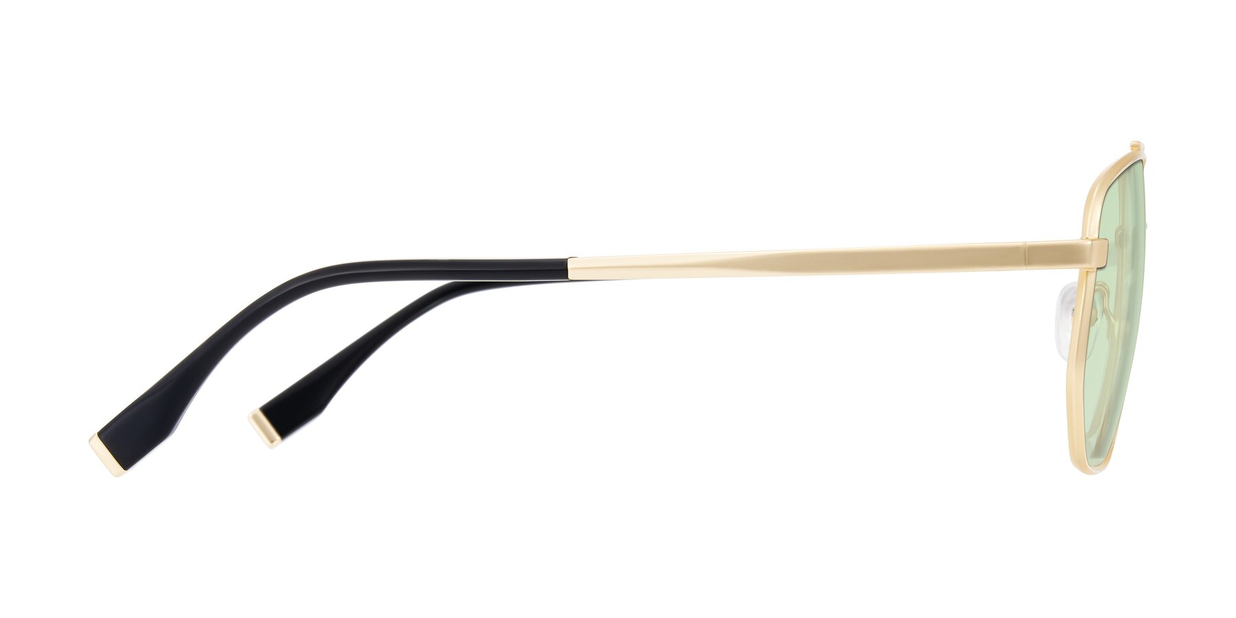 Side of Kailani in Gold/Matte Gold with Light Green Tinted Lenses