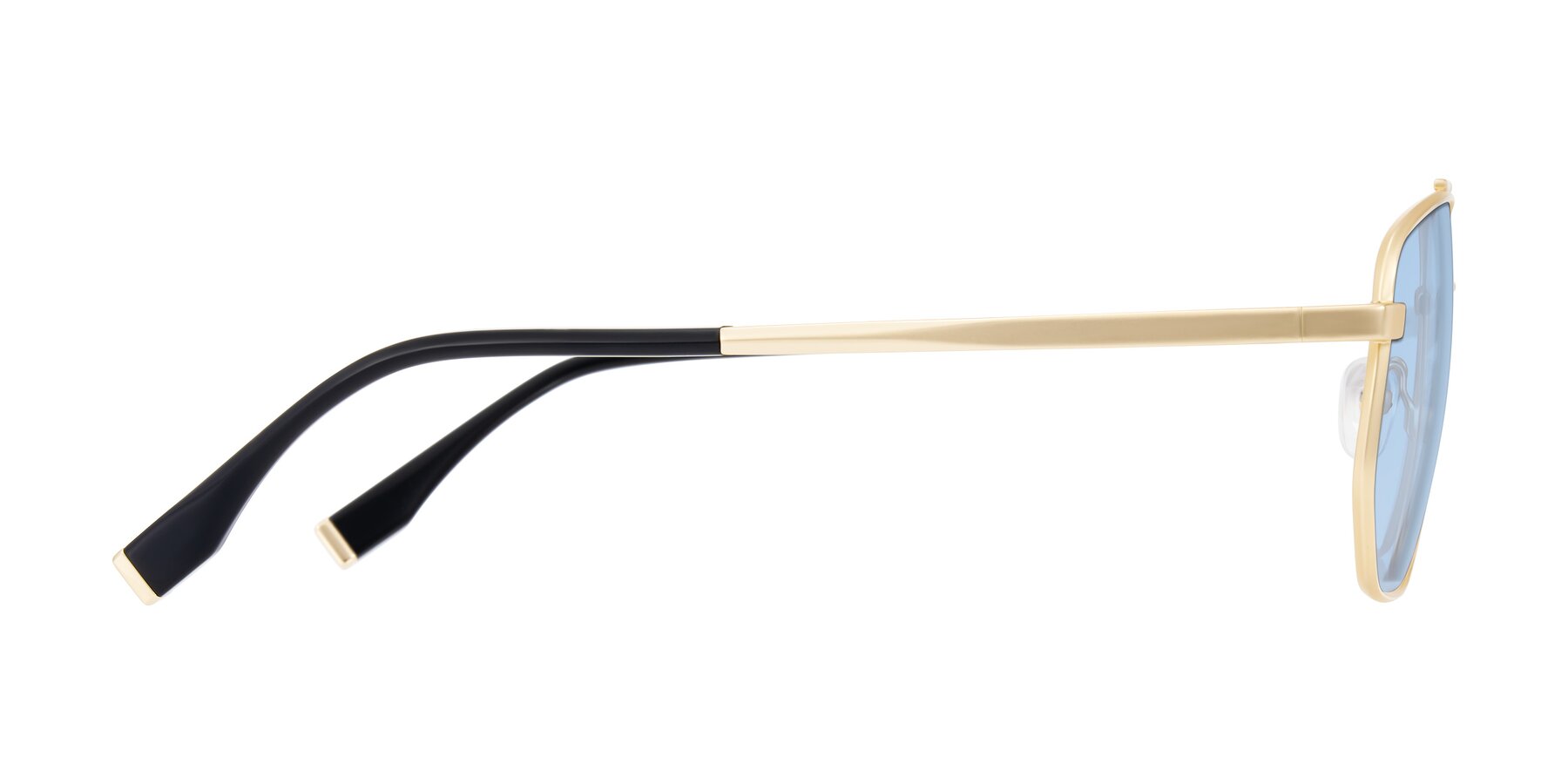 Side of Kailani in Gold/Matte Gold with Light Blue Tinted Lenses
