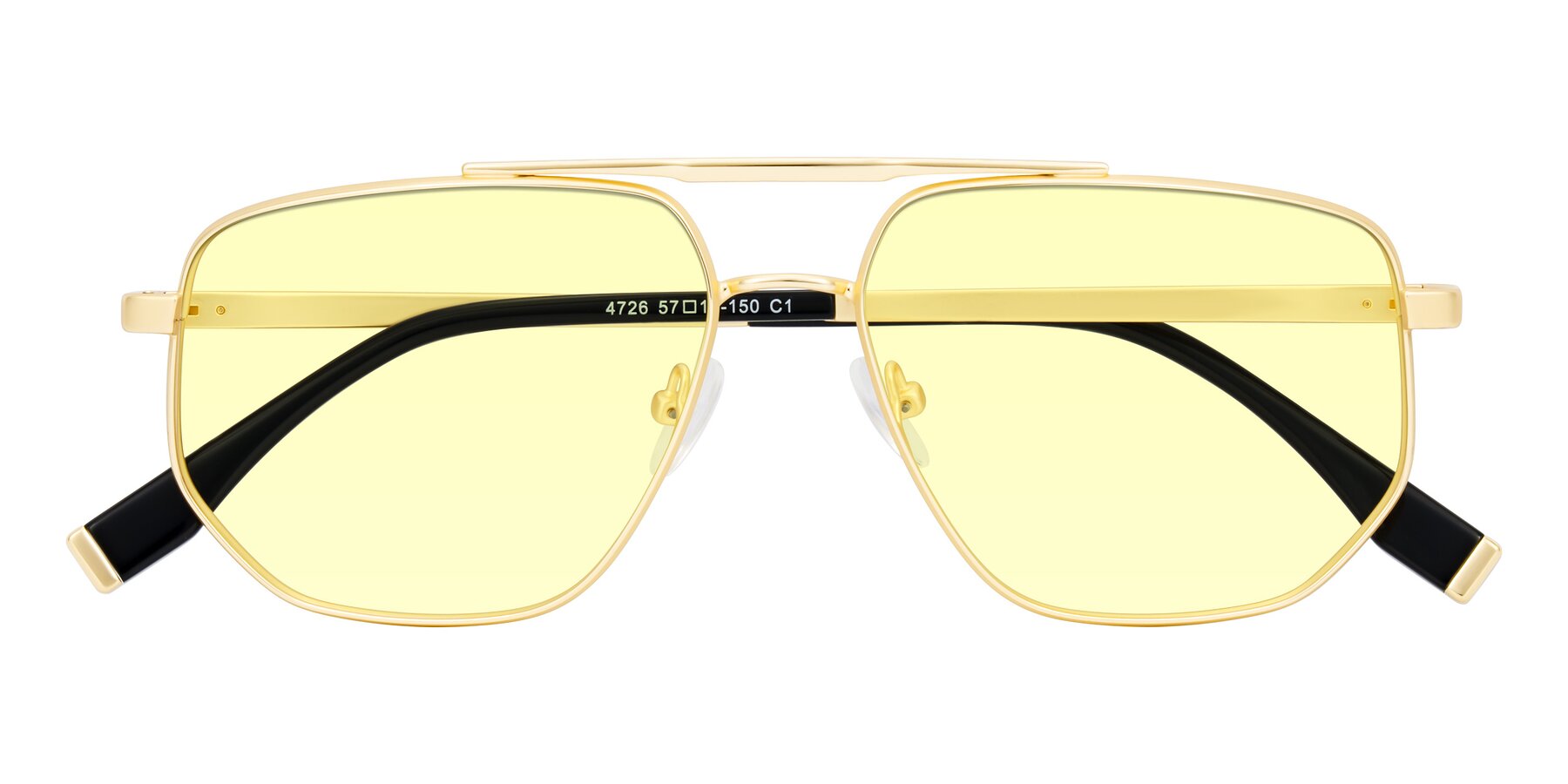 Folded Front of Kailani in Gold/Matte Gold with Light Yellow Tinted Lenses