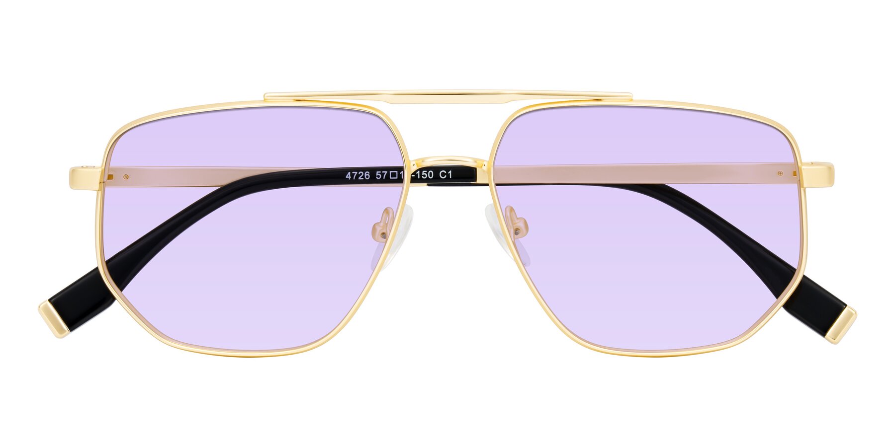 Folded Front of Kailani in Gold/Matte Gold with Light Purple Tinted Lenses