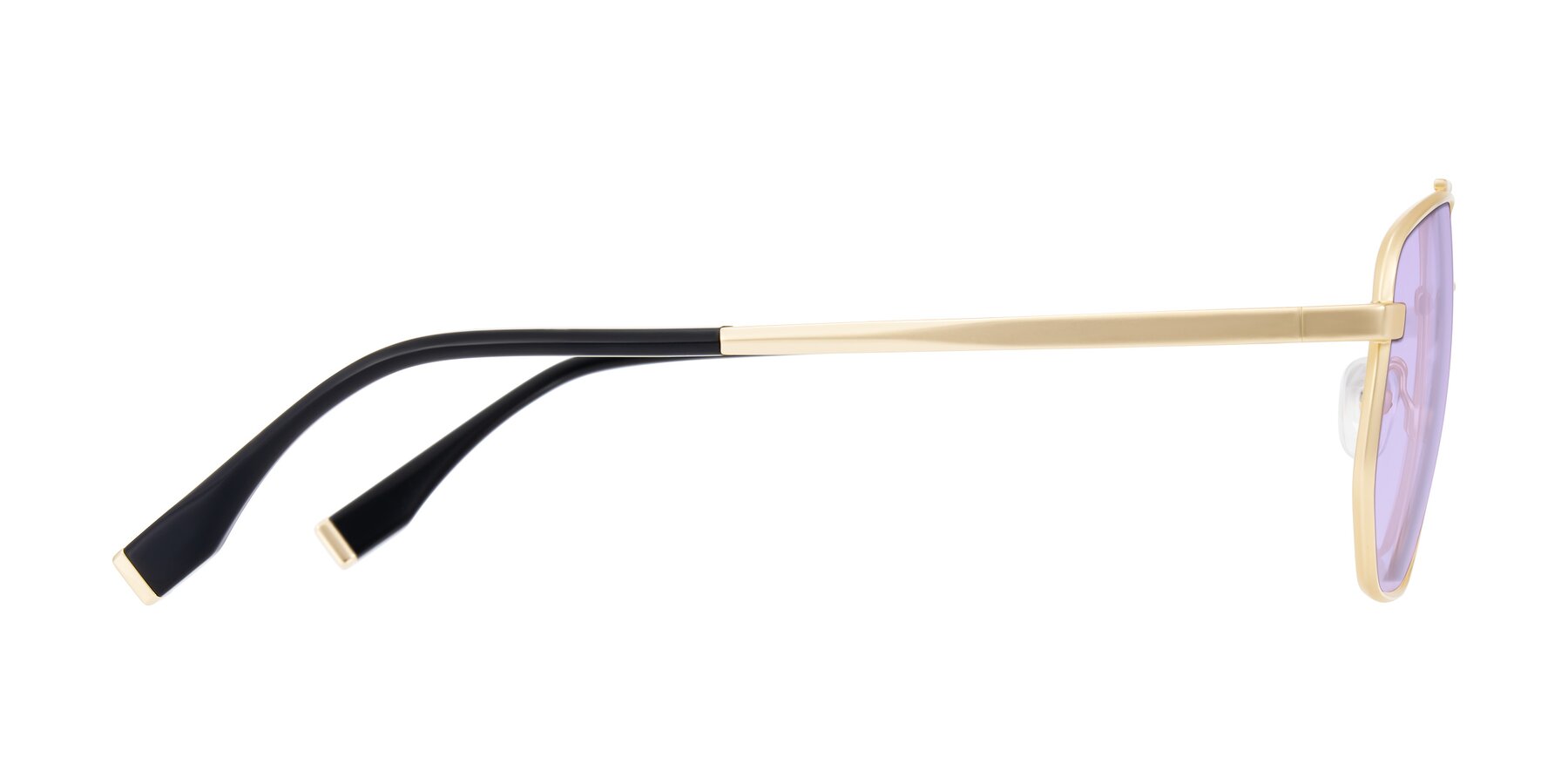 Side of Kailani in Gold/Matte Gold with Light Purple Tinted Lenses
