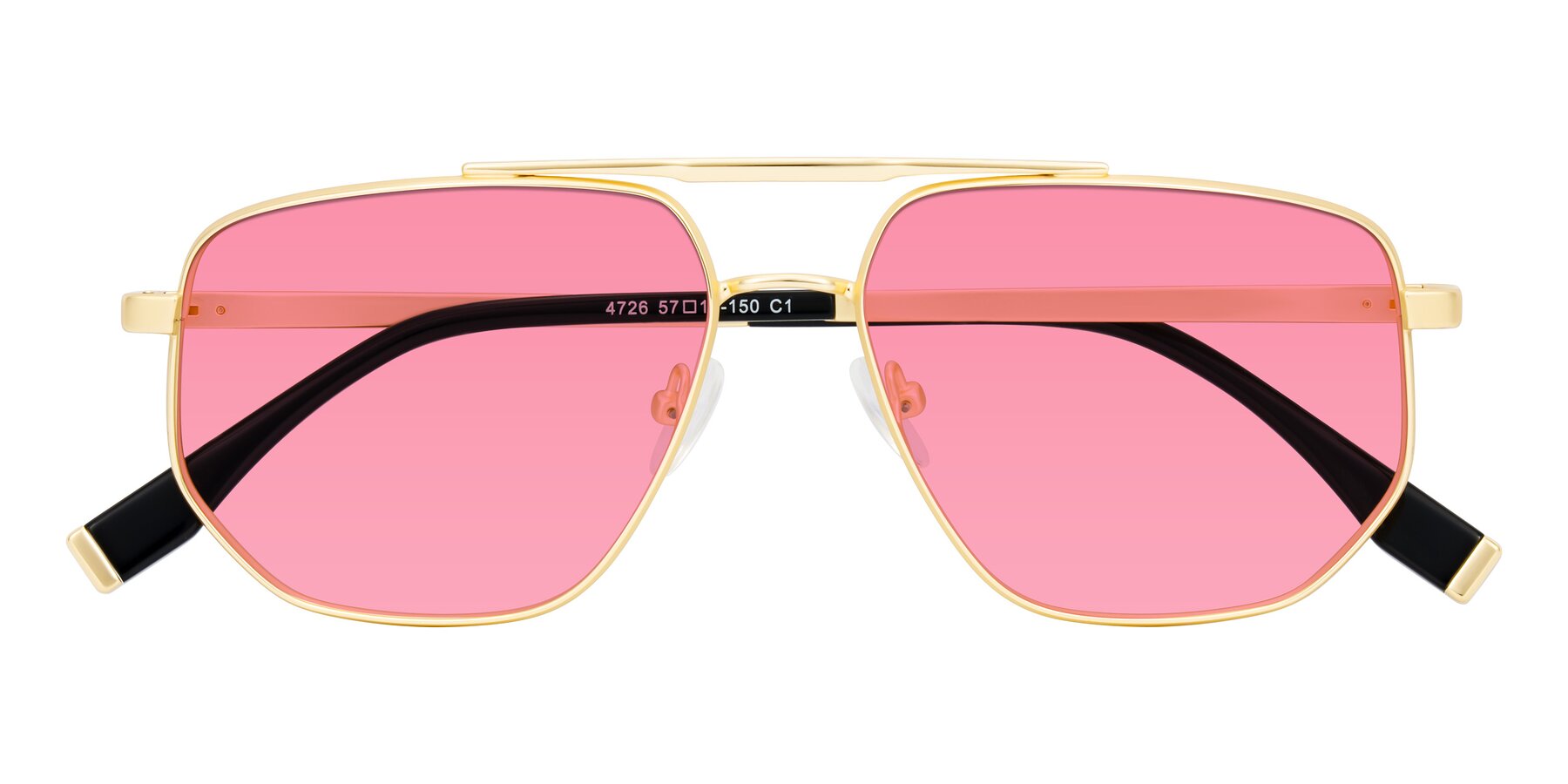 Folded Front of Kailani in Gold/Matte Gold with Pink Tinted Lenses