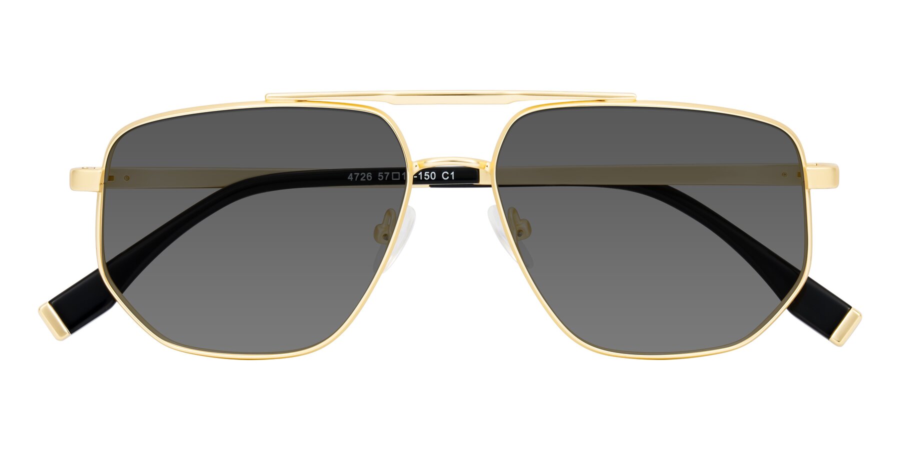 Folded Front of Kailani in Gold/Matte Gold with Medium Gray Tinted Lenses