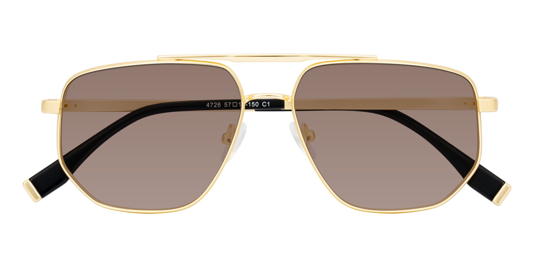 Folded Front of Kailani in Gold/Matte Gold with Medium Brown Tinted Lenses